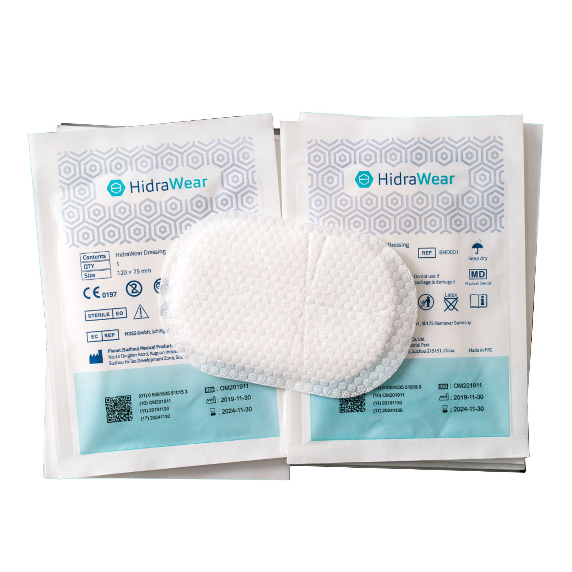 HidraMed Solutions - SP1001 Super Absorbent Dressing HidraWear Rectangle 3 X 5 Inch With Border Sterile