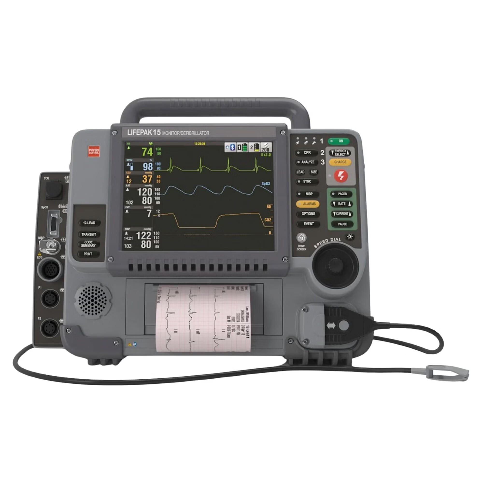 Master Medical Equipment LLC - PHYLP1512BIPSBCABT-V4 Recertified Defibrillator Unit Physio-Control LIFEPAK 15 Battery Operated LCD Display