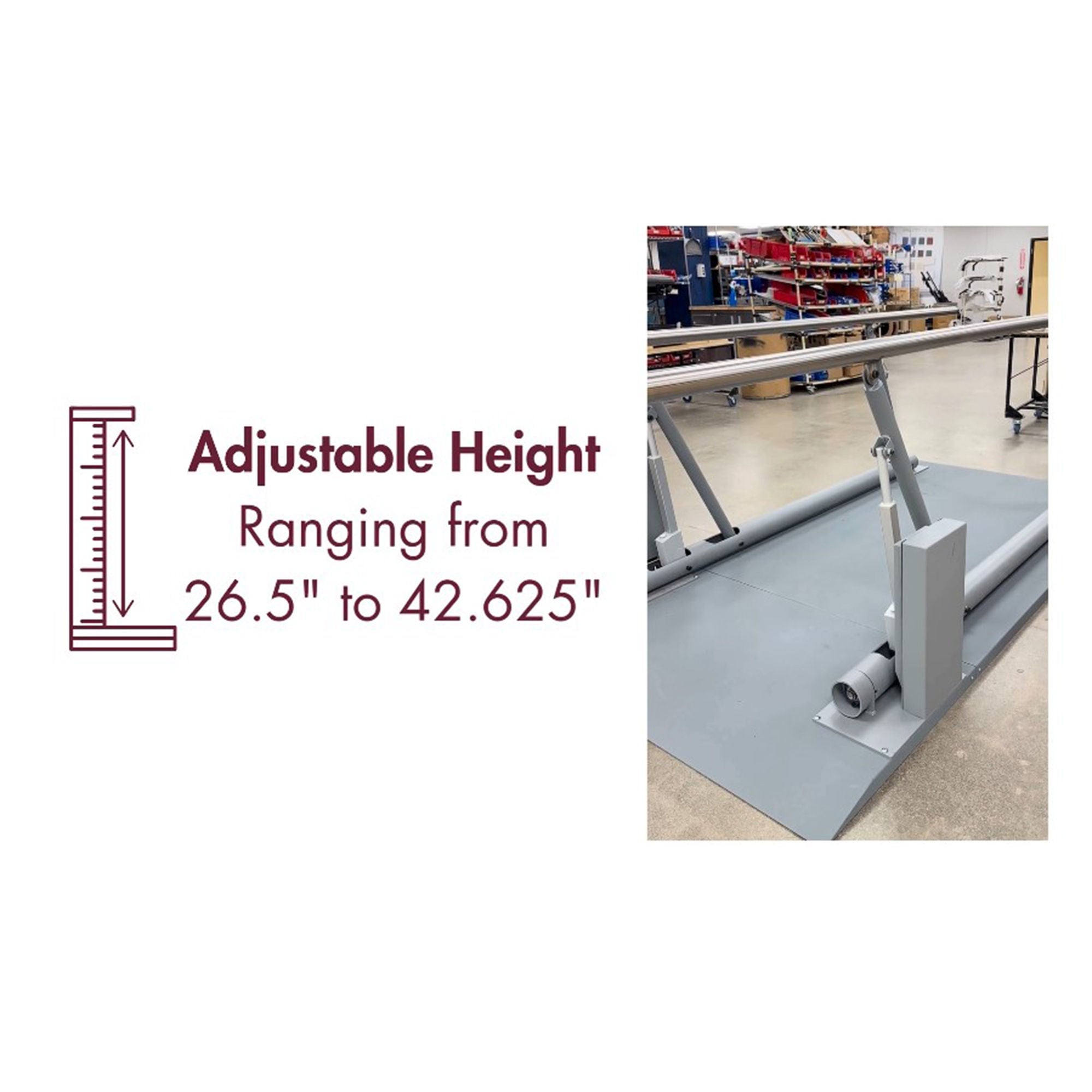 Armedica Mfg Corp - EPB10010B Motorized Parallel Bars Armedica® Brushed Stainless Steel Handrails (2 Inch Diameter), Digital Touchscreen Control Panel, Adjustable Height / Width 21-3/4 to 35-7/8 X 26-1/2 to 42-2/3 X 120 Inch Gray
