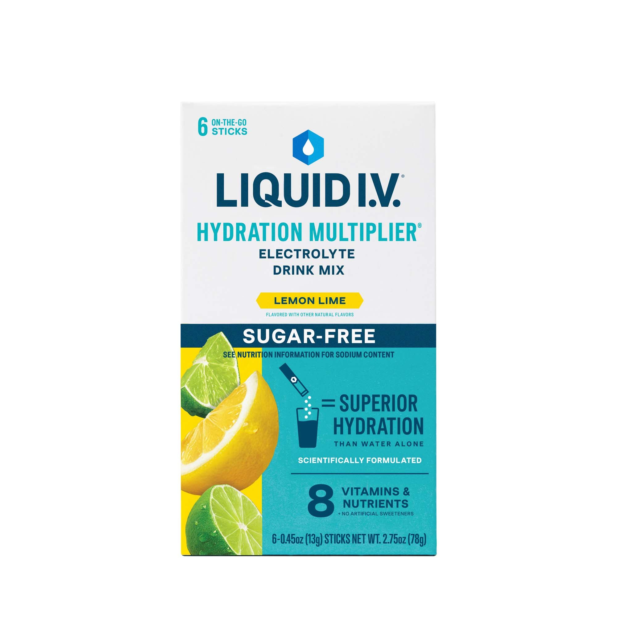 The LIV Group Inc - LVM-6032 Oral Electrolyte Solution Liquid I.V. Hydration Multiplier® Sugar Free Lemon Lime Flavor 0.45 oz.