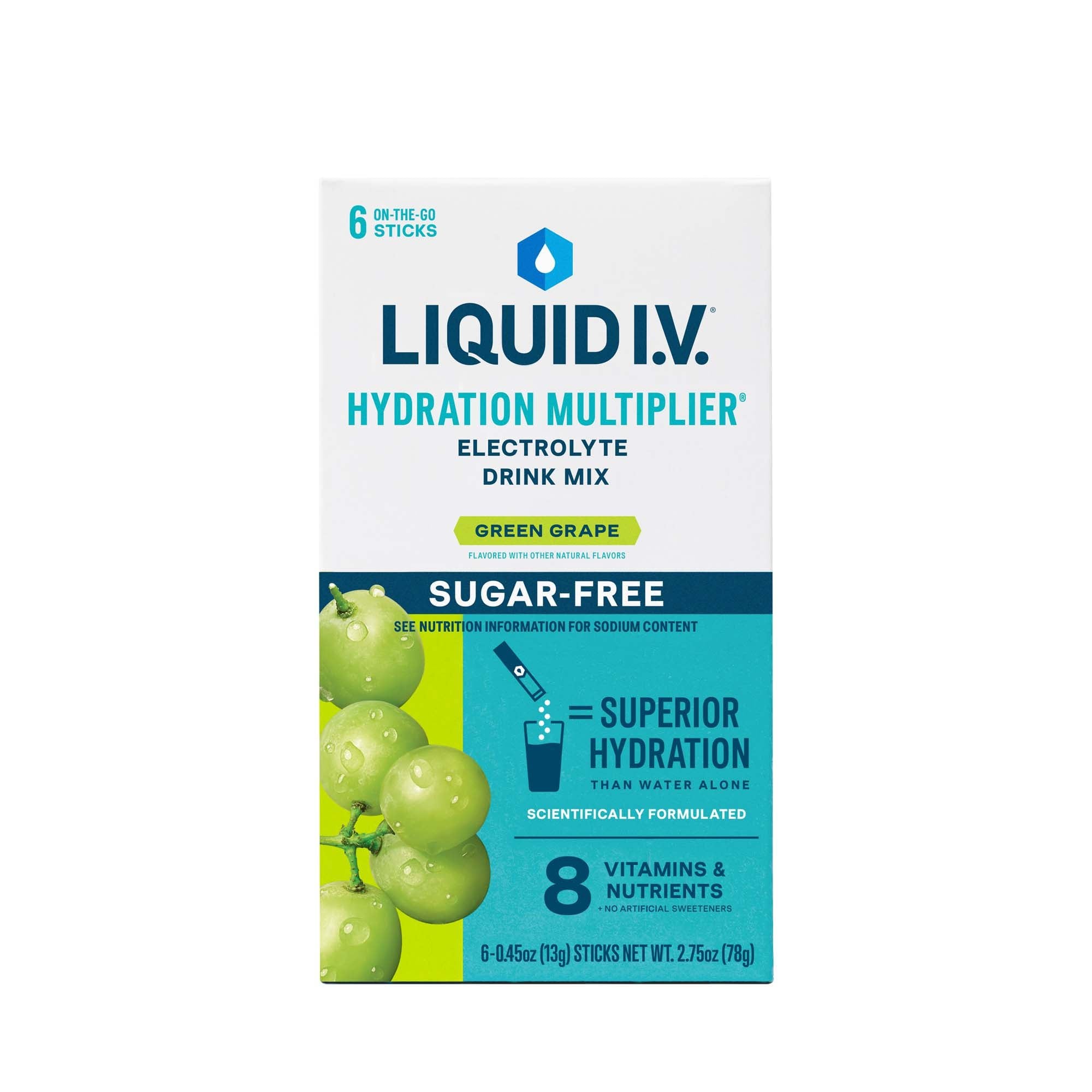 The LIV Group Inc - LVM-6034 Oral Electrolyte Solution Liquid I.V. Hydration Multiplier® Sugar Free Green Grape Flavor 0.45 oz.