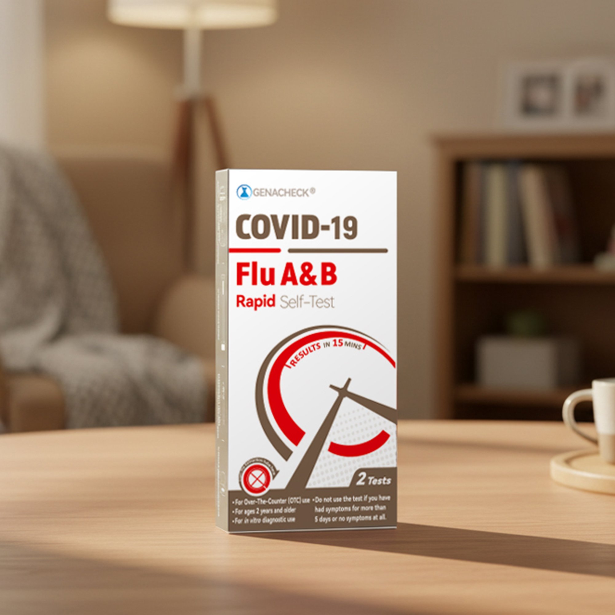 Genabio Diagnostics Inc RA9-E02402 - GenaCheck COVID-19/Flu A & B Rapid Self-Test - 2/Kit, 288/Case