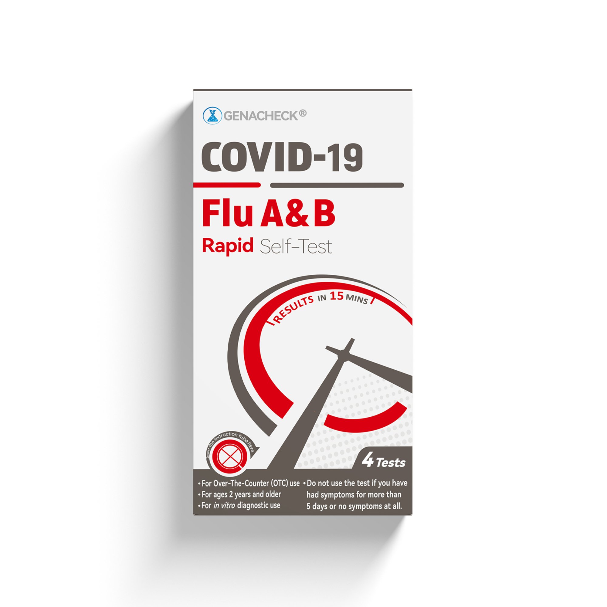 Genabio Diagnostics Inc RA9-E02404 - GenaCheck® COVID-19 / Flu A & B Rapid Self-Test - 4/Kit, 216/Case