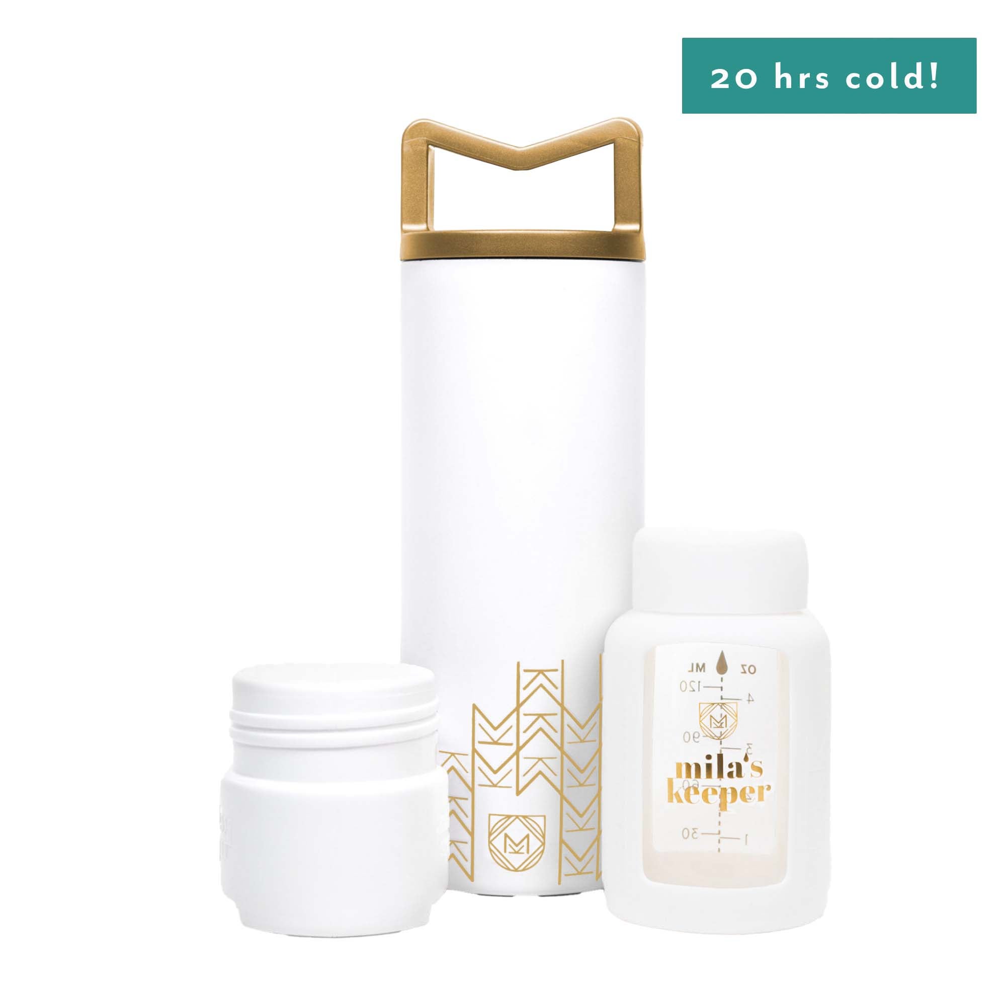 Mila's Keeper - GSWHI1-C15 Breast Milk Cooler Set The MilKeeper® 16 oz. Stainless Steel Aspen White