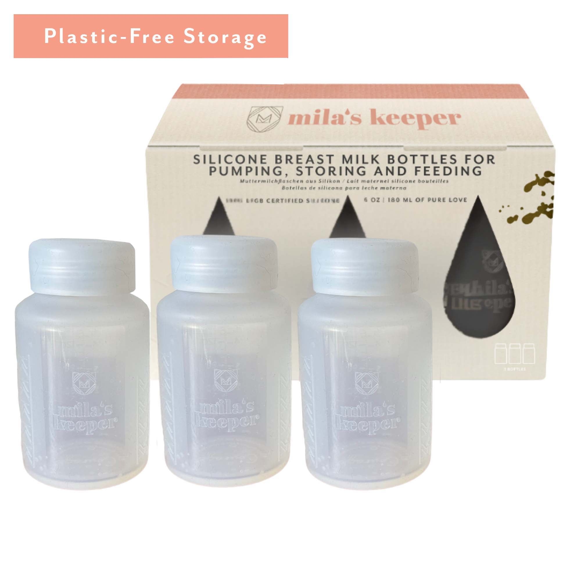 Mila's Keeper - SBWHI1-C20 Breast Milk Storage Container Mila's Keeper 6 oz. Silicone Aspen White