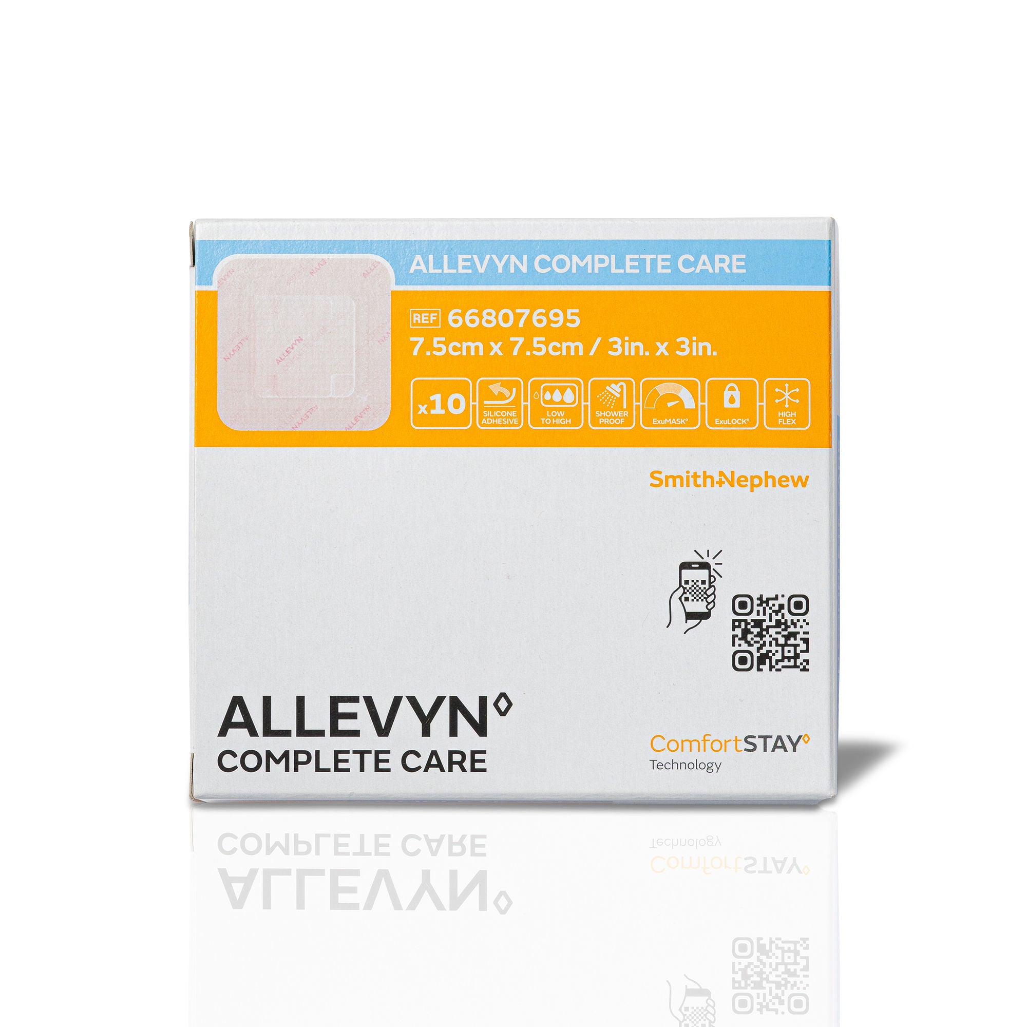Smith & Nephew - 66807695 Foam Dressing Allevyn Complete Care 3 X 3 Inch With Border Film Backing Silicone Adhesive Square Sterile