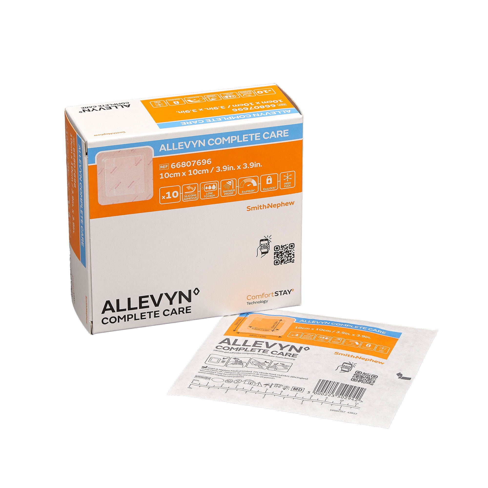 Smith & Nephew - 66807696 Foam Dressing Allevyn Complete Care 4 X 4 Inch With Border Film Backing Silicone Adhesive Square Sterile