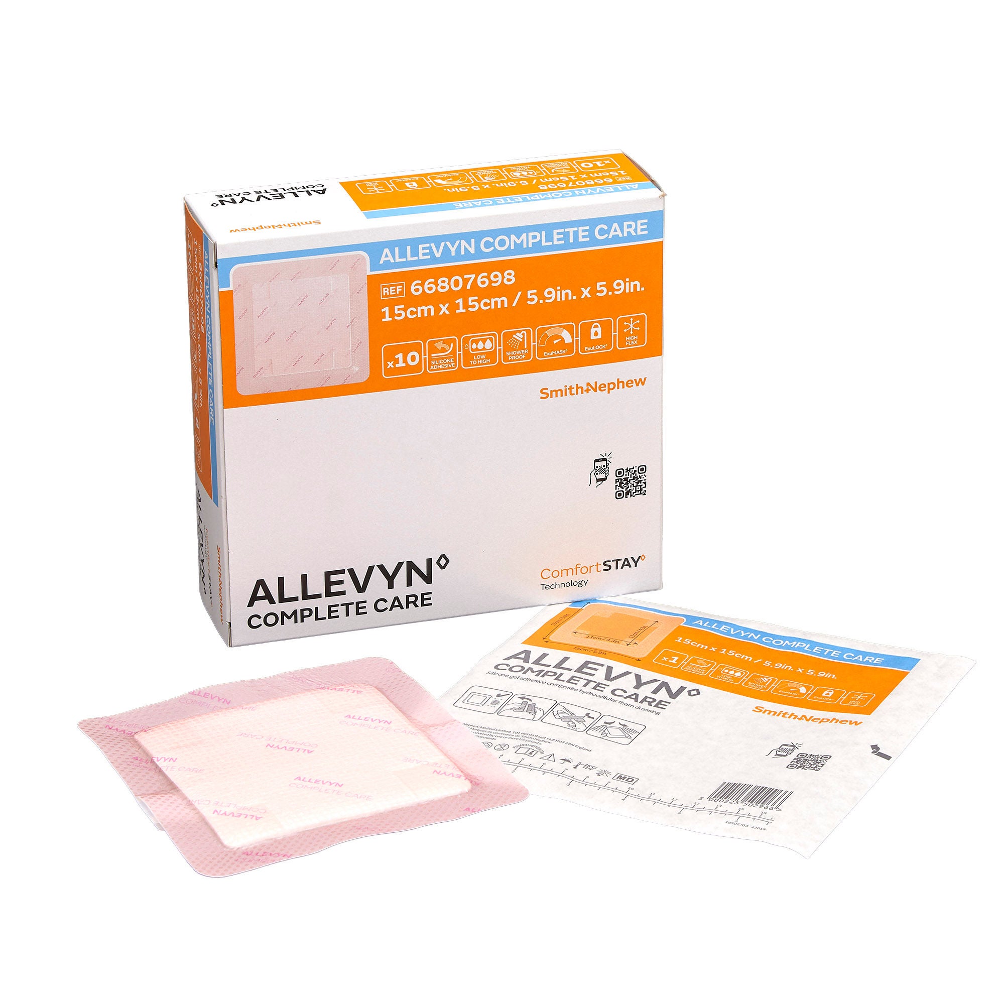 Smith & Nephew - 66807698 Foam Dressing Allevyn Complete Care 6 X 6 Inch With Border Film Backing Silicone Adhesive Square Sterile