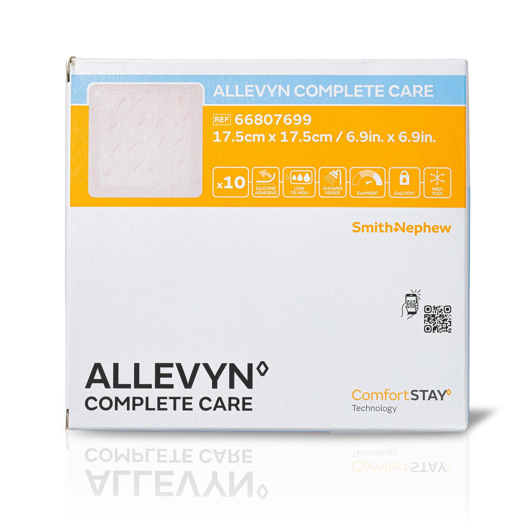 Smith & Nephew - 66807699 Foam Dressing Allevyn Complete Care 7 X 7 Inch With Border Film Backing Silicone Adhesive Square Sterile
