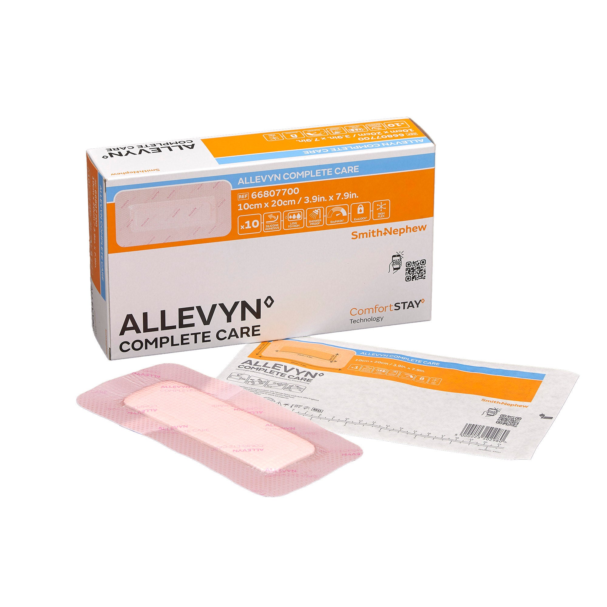 Smith & Nephew - 66807700 Foam Dressing Allevyn Complete Care 4 X 8 Inch With Border Film Backing Silicone Adhesive Rectangle Sterile