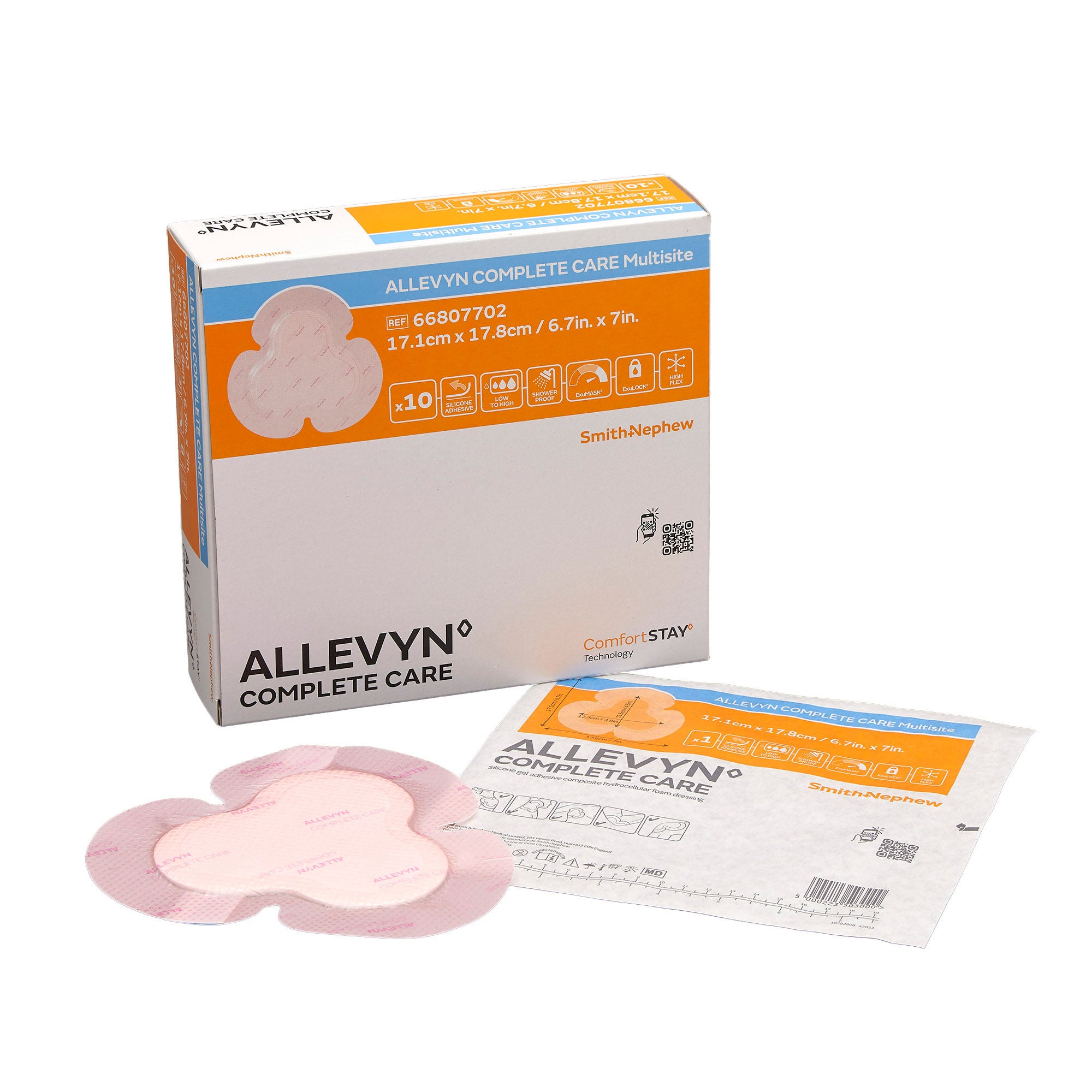 Smith & Nephew - 66807702 Foam Dressing Allevyn Complete Care 6-7/10 X 7 Inch With Border Film Backing Silicone Adhesive Multisite Sterile