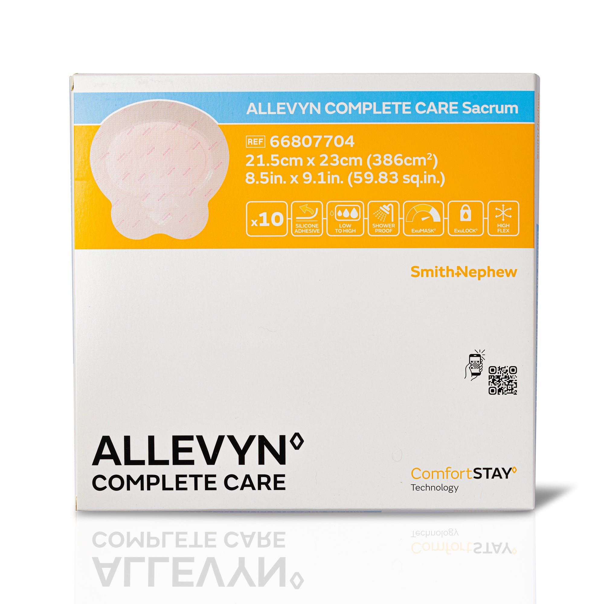 Smith & Nephew - 66807704 Foam Dressing Allevyn Complete Care 8-1/2 X 9 Inch With Border Film Backing Silicone Adhesive Sacral Sterile