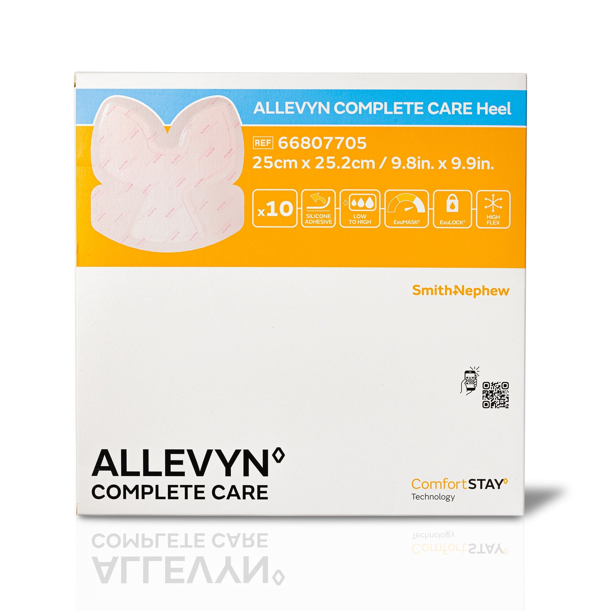 Smith & Nephew - 66807705 Foam Dressing Allevyn Complete Care 9-4/5 X 9-9/10 Inch With Border Film Backing Silicone Adhesive Heel Sterile