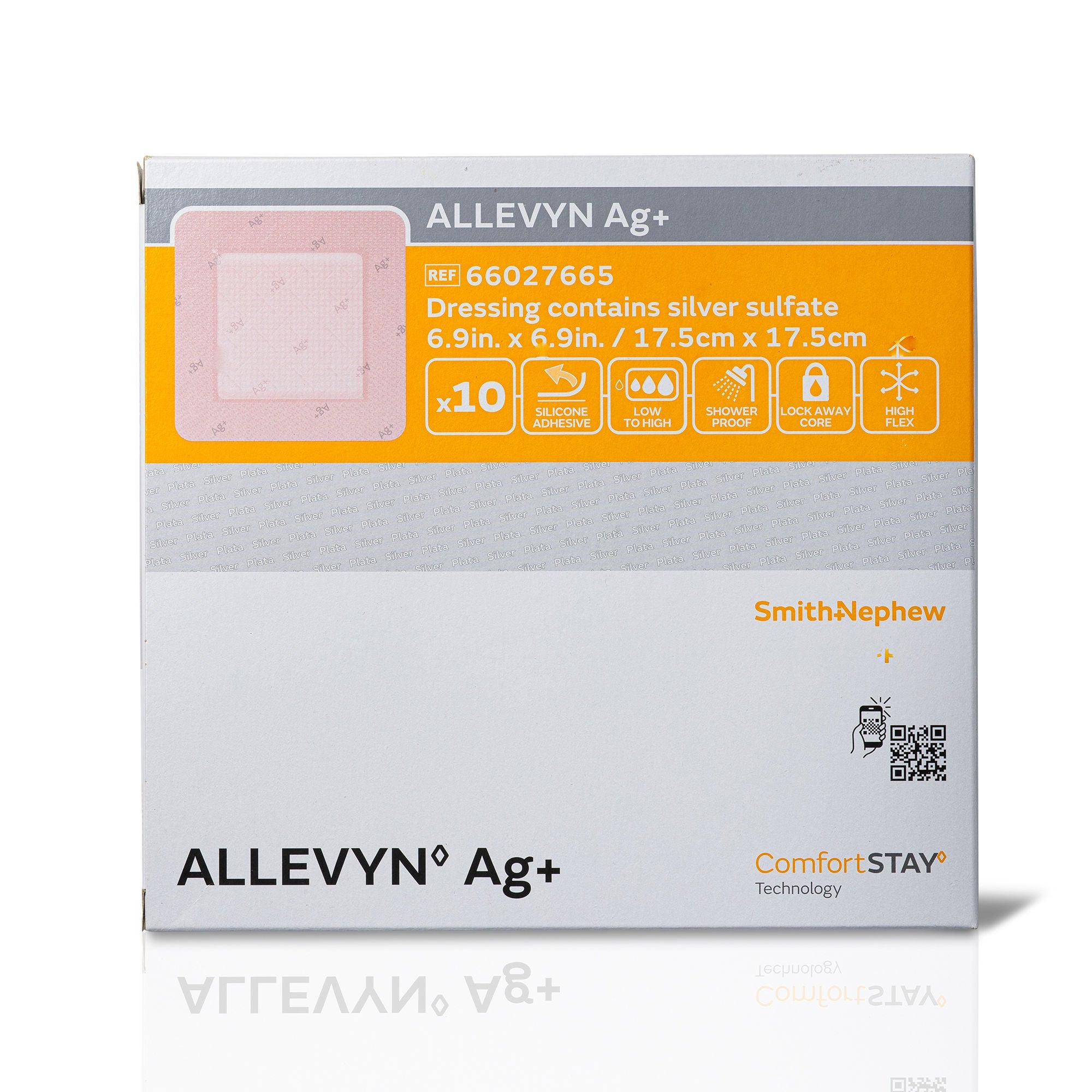 Smith & Nephew - 66027665 Silver Foam Dressing Allevyn Ag+ Border Square Sterile