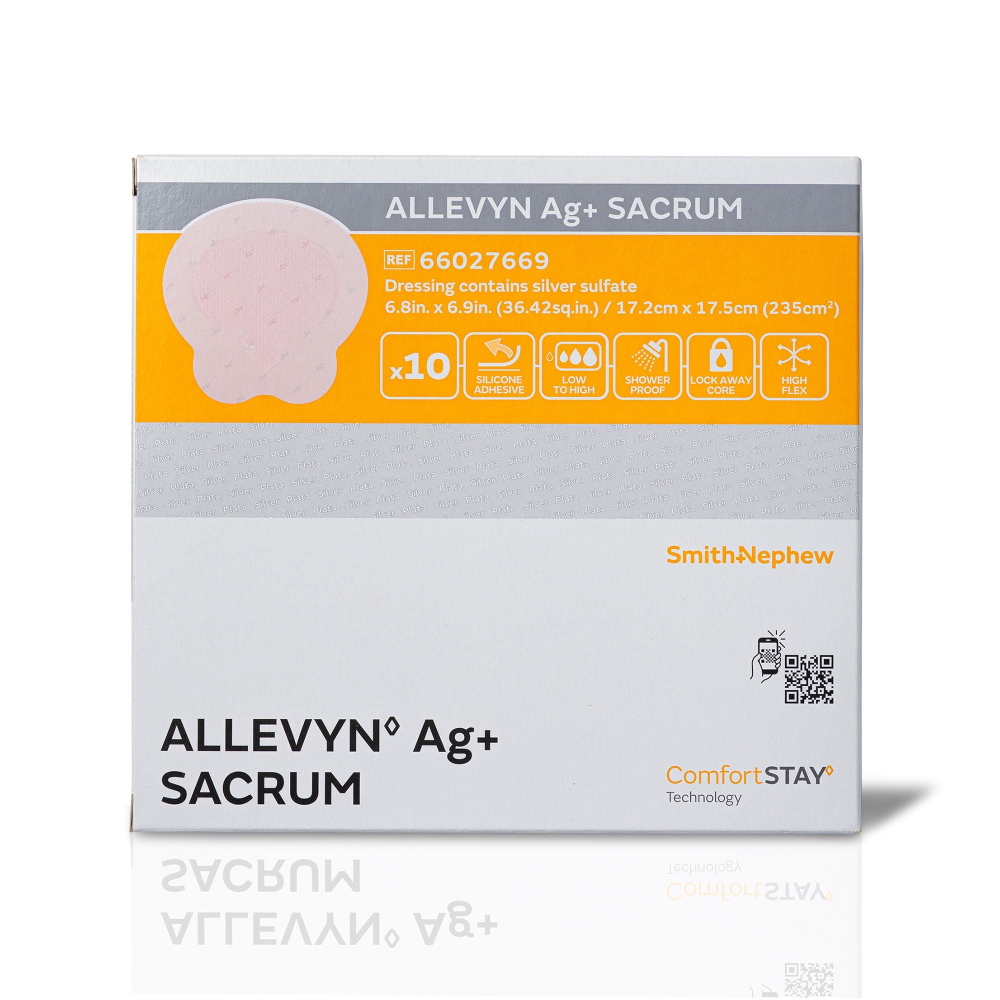 Smith & Nephew - 66027669 Silver Foam Dressing Allevyn Ag+ Border Sacral Sterile