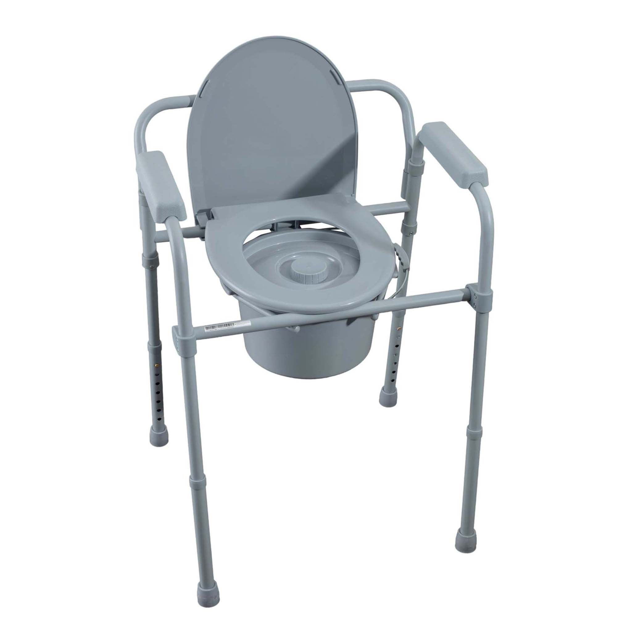 Medacure Inc - CB350-F Commode Chair MedaCure® Padded Fixed Arms Steel Frame Back Bar 13-1/4 Inch Seat Width 350 lbs. Weight Capacity