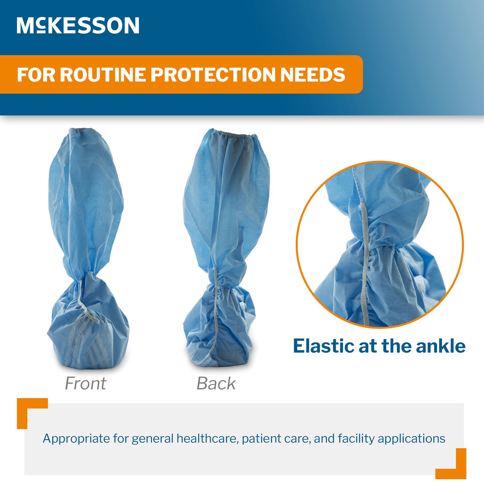 McKesson Brand - 16-BCNSMFB9-OSFM Boot Cover McKesson One Size Fits Most Knee High Nonskid Sole Blue NonSterile