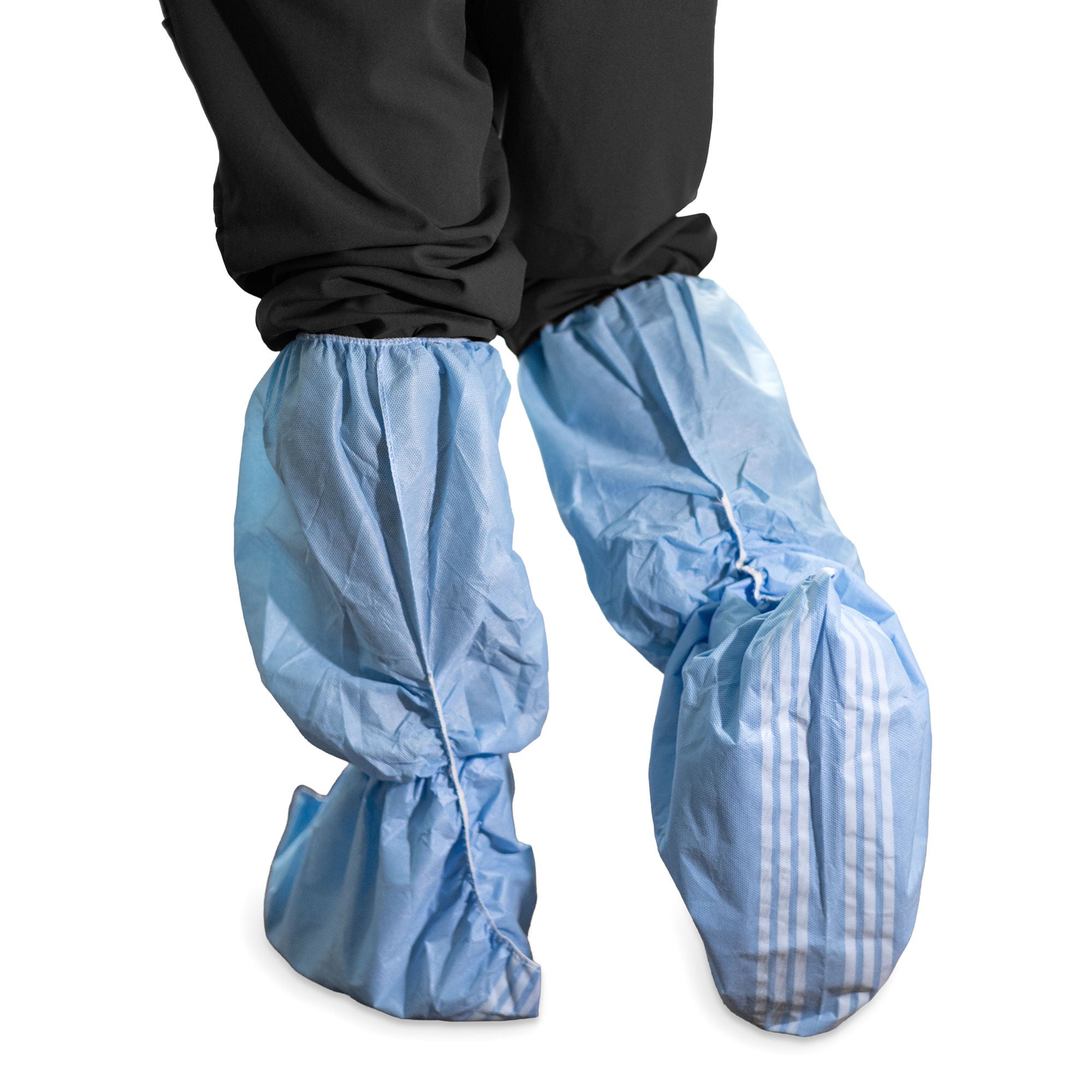 McKesson Brand - 16-BCNSMFB9-XL Boot Cover McKesson X-Large Knee High Nonskid Sole Blue NonSterile