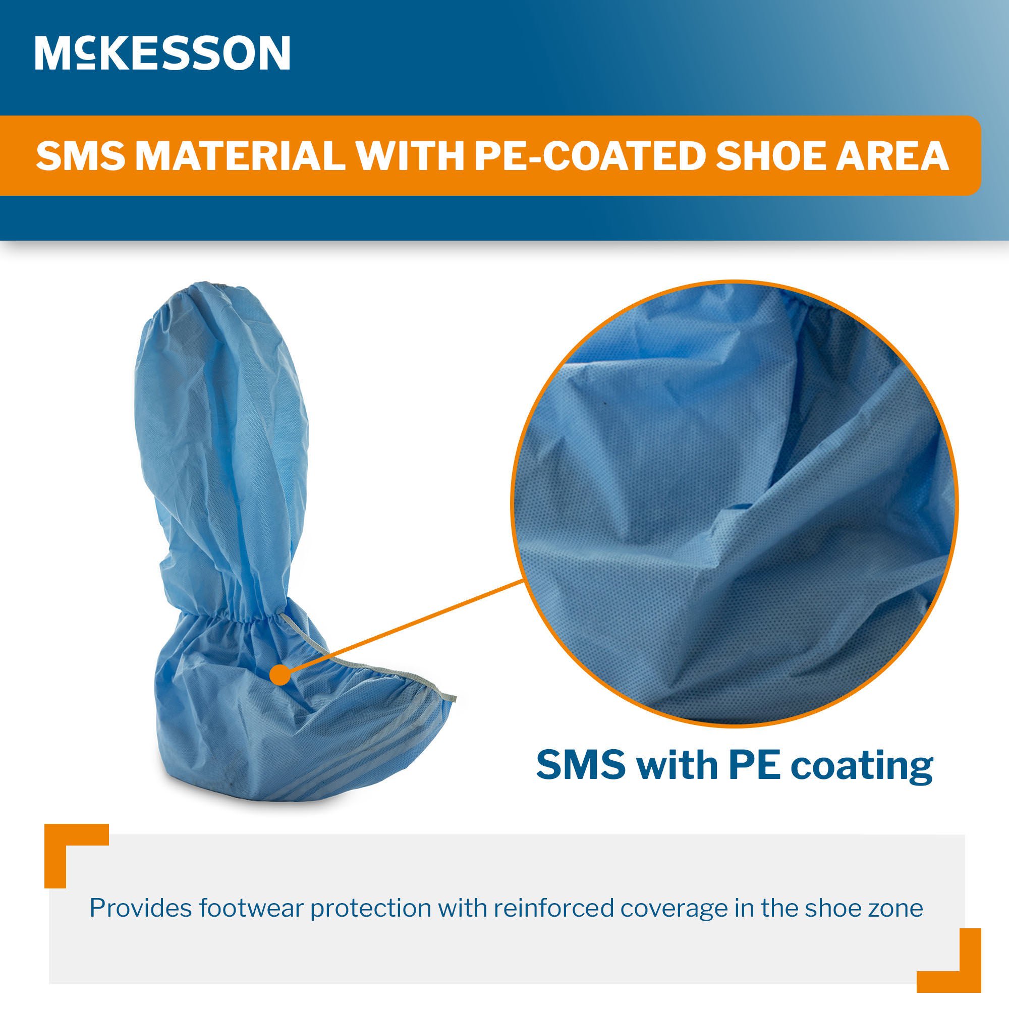 McKesson Brand - 16-BCNSMFB9-XL Boot Cover McKesson X-Large Knee High Nonskid Sole Blue NonSterile