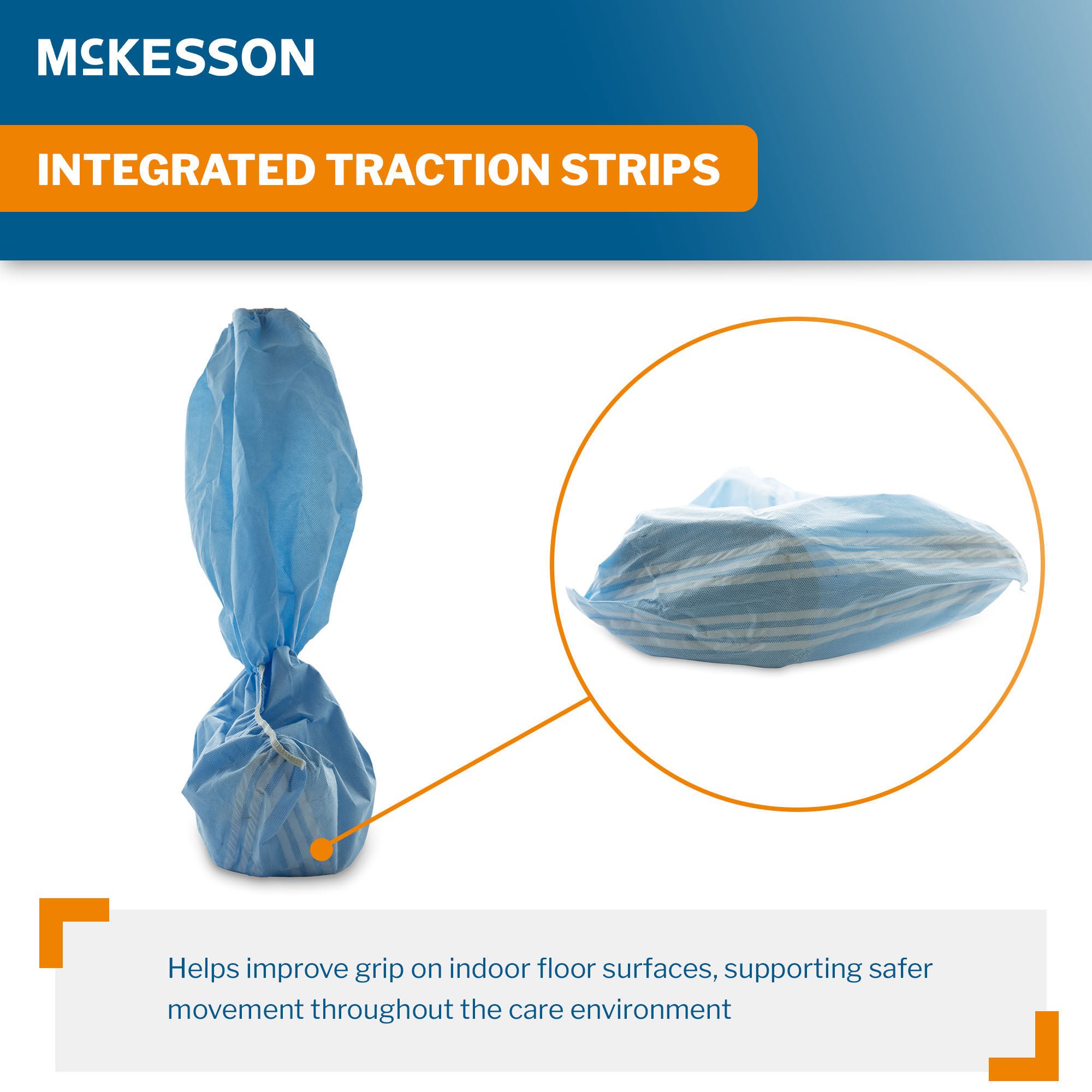 McKesson Brand - 16-BCNSMFB9-XL Boot Cover McKesson X-Large Knee High Nonskid Sole Blue NonSterile