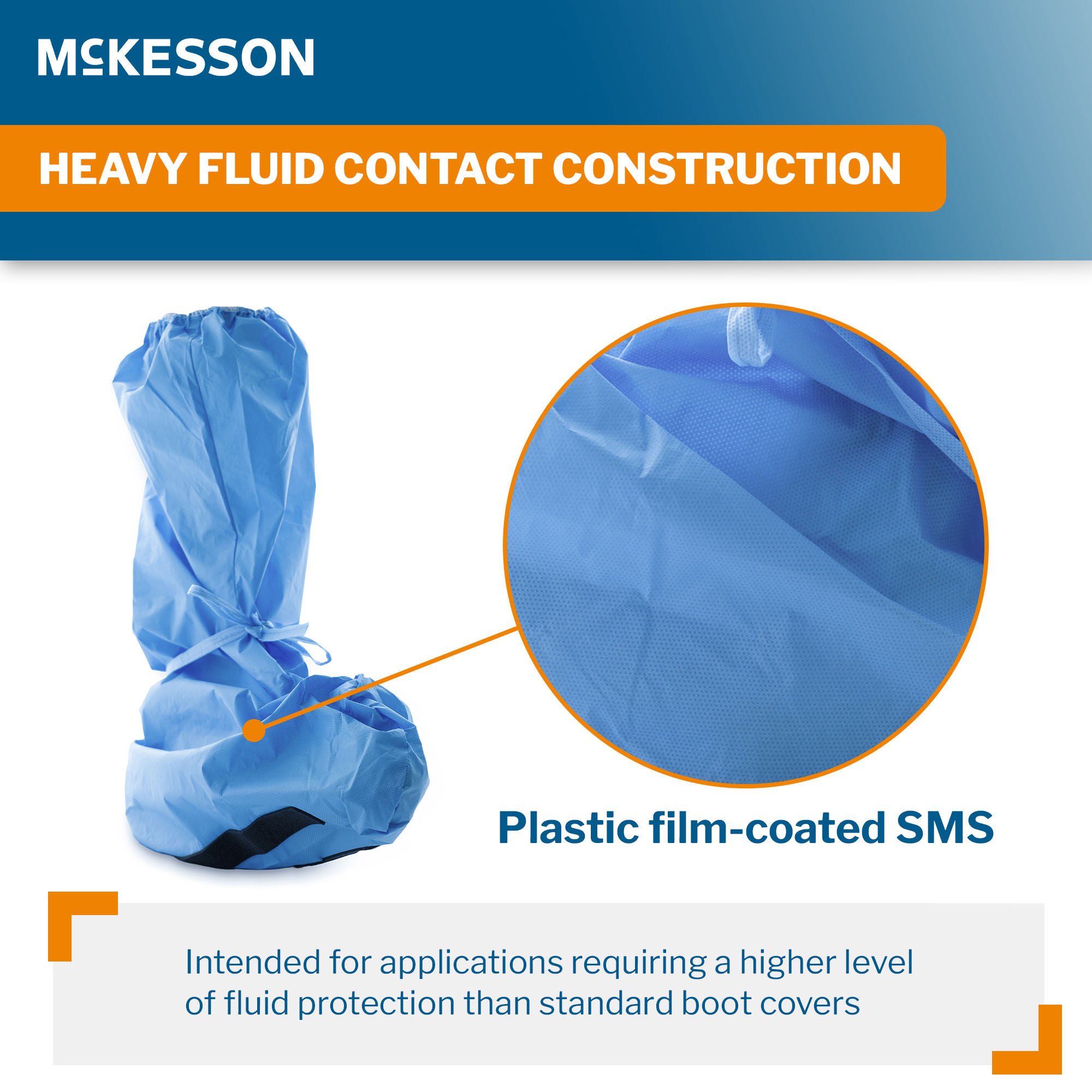 McKesson Brand - 16-BCNSHFB9-XL Boot Cover McKesson X-Large Knee High Foam Traction Strip Sole Blue NonSterile
