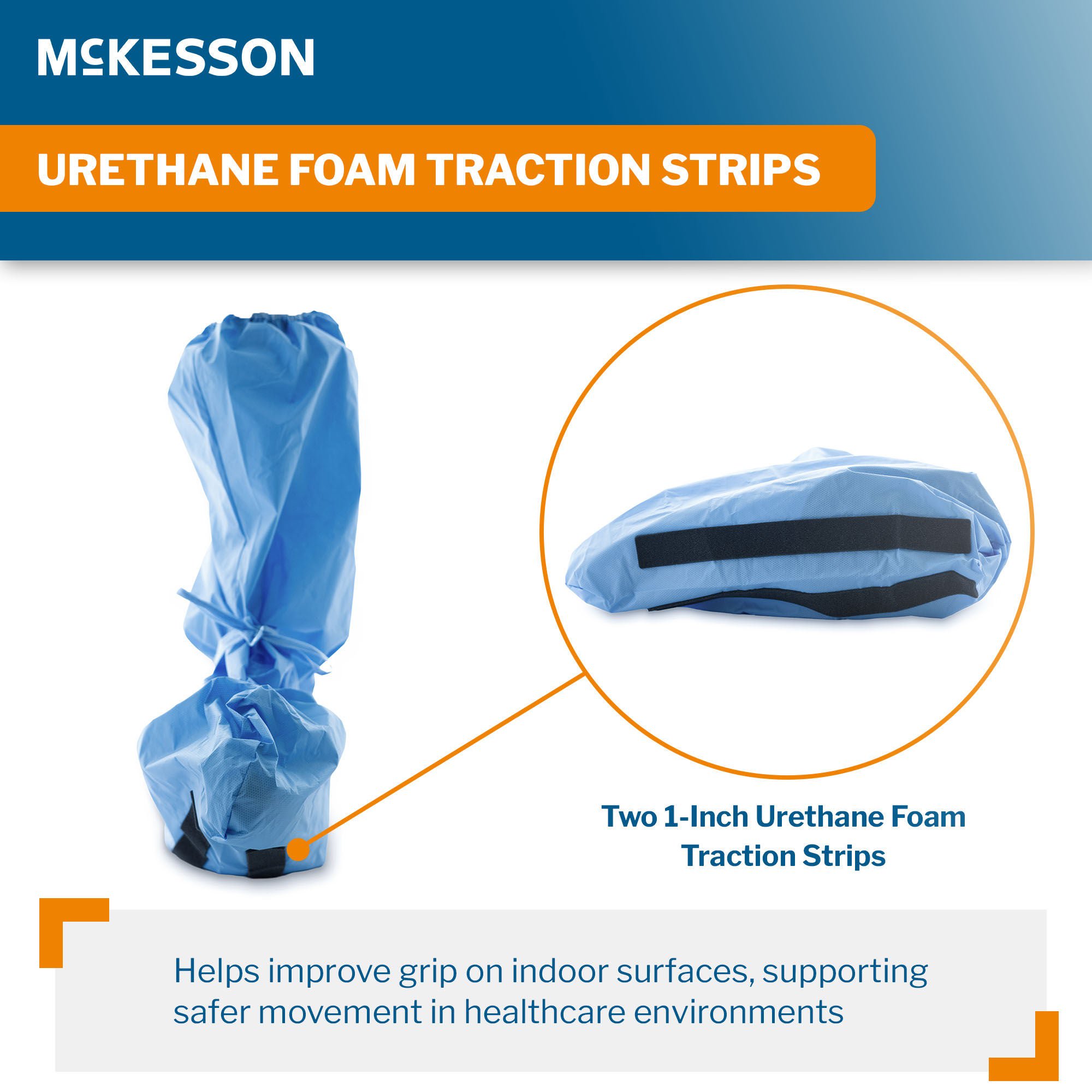 McKesson Brand - 16-BCNSHFB9-XL Boot Cover McKesson X-Large Knee High Foam Traction Strip Sole Blue NonSterile