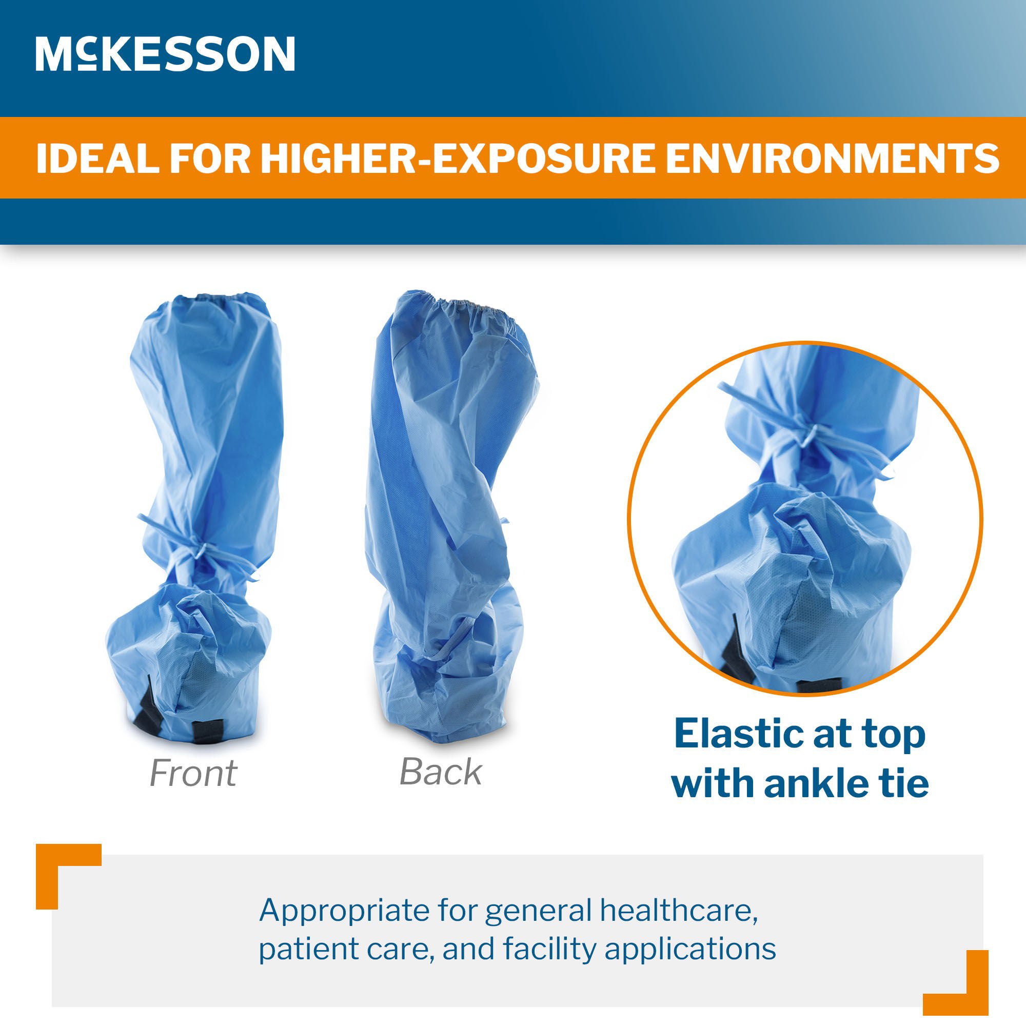 McKesson Brand - 16-BCNSHFB9-XL Boot Cover McKesson X-Large Knee High Foam Traction Strip Sole Blue NonSterile