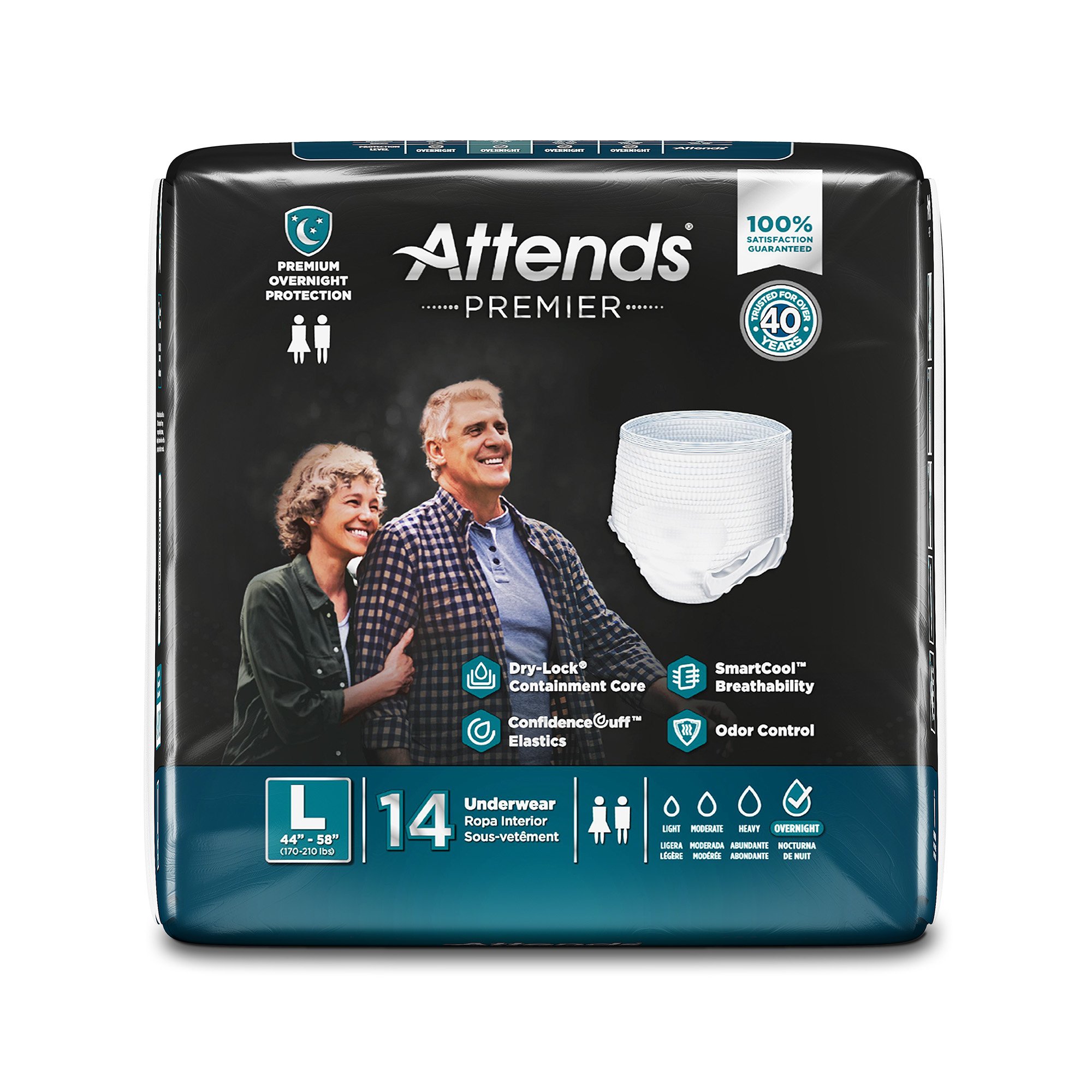 Attends Healthcare Products ALI-UW30S - Attends® Premier Underwear, Heavy Absorbency, Large, 44 to 58 Inch Waist/Hip - 14/Bag, 56/Case