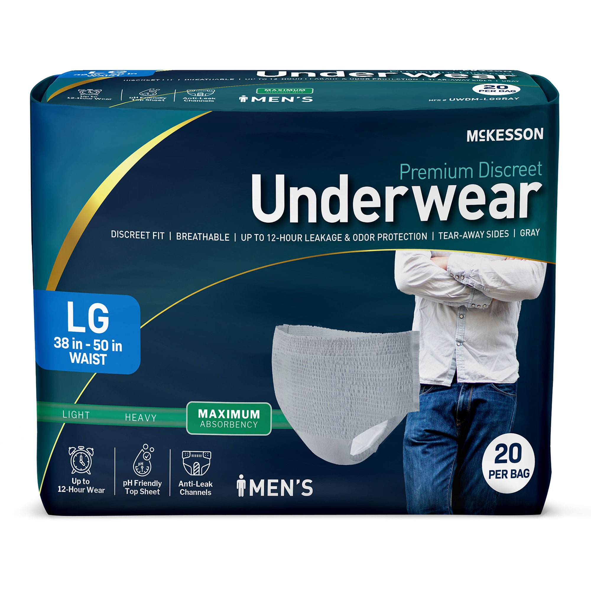 McKesson Brand - UWDM-LGGRAY McKesson Premium Discreet Underwear for Men
