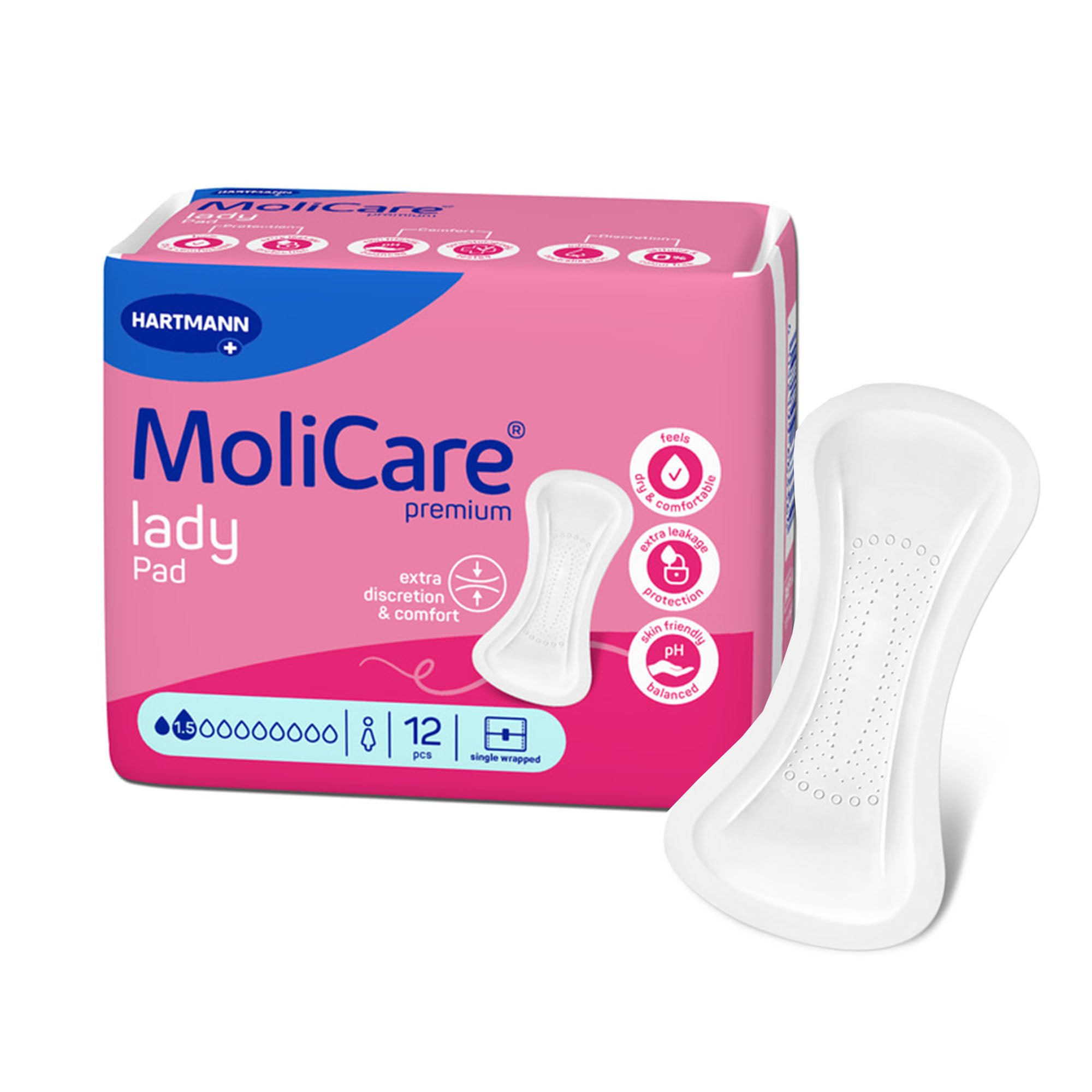Hartmann - 168036 MoliCare® Premium lady pad 1.5 Drops for Light Incontinence