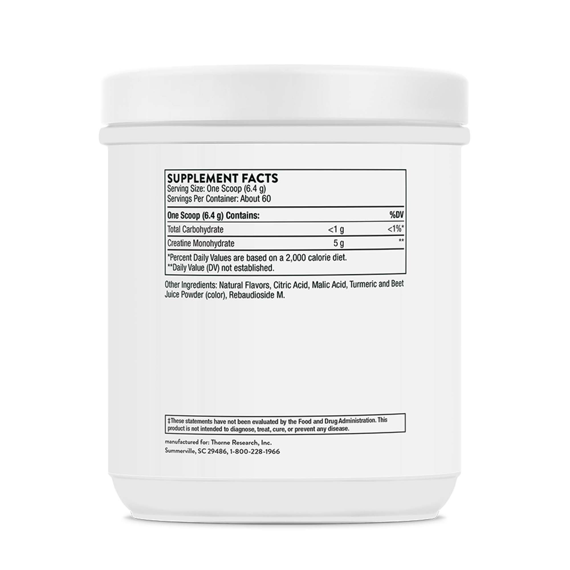 Thorne Research Inc - SF906 Oral Supplement THORNE® Creatine Pineapple Orange Flavor Powder 13.5 oz. Canister
