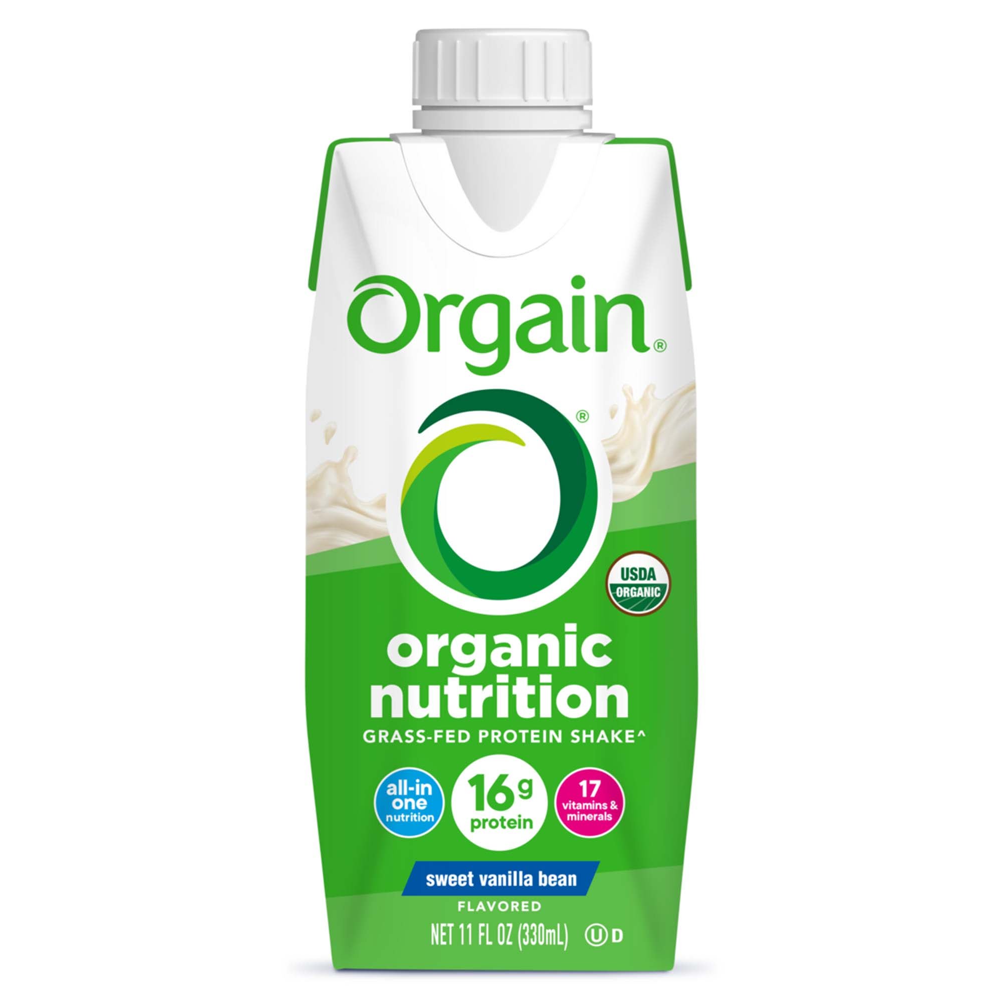 Nestle Healthcare Nutrition - 00851770003292 Oral Supplement Orgain® Organic Nutrition™ Shake Sweet Vanilla Bean Flavor Liquid 11 oz. Carton