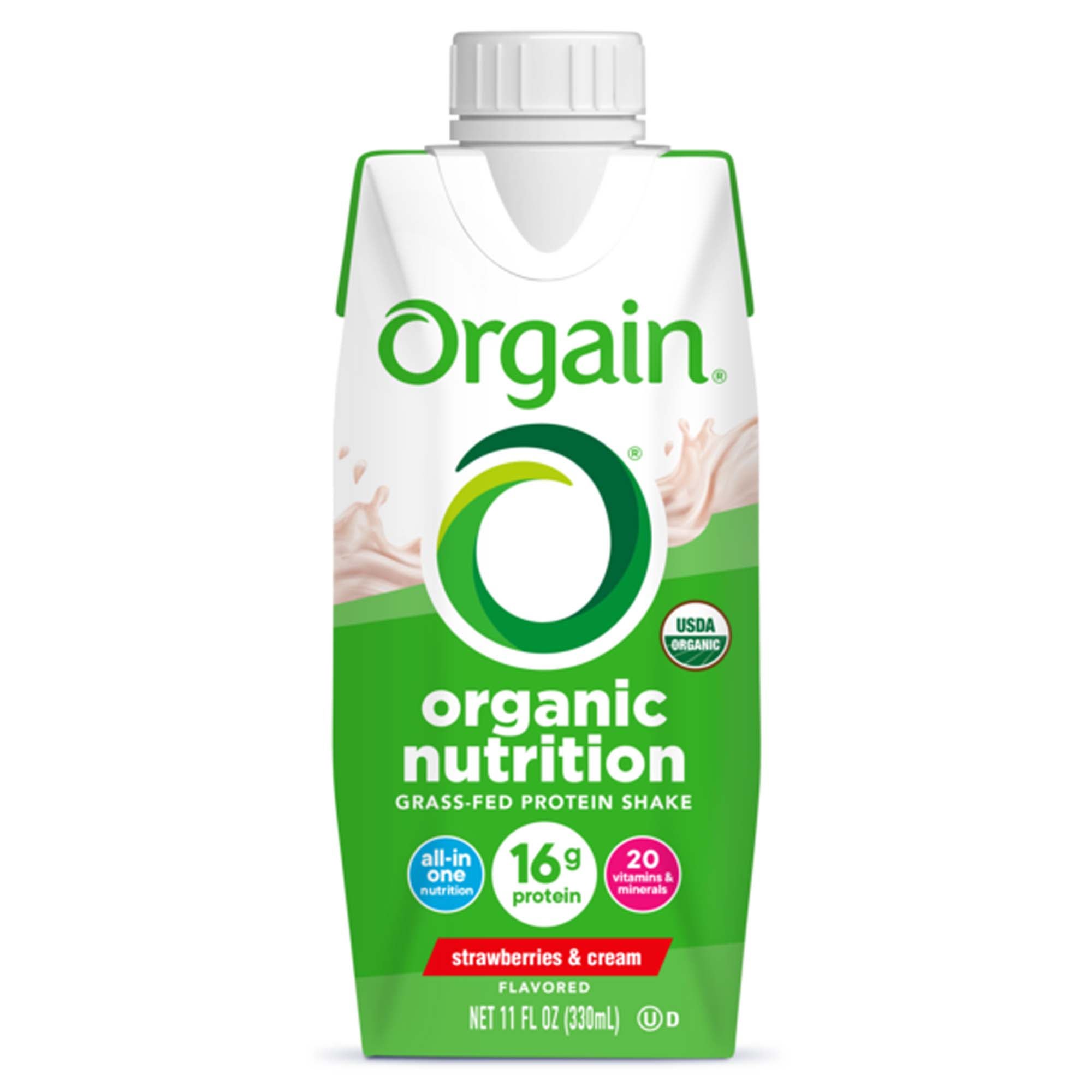 Nestle Healthcare Nutrition - 00851770003087 Oral Supplement Orgain® Organic Nutrition™ Shake Strawberries and Cream Flavor Liquid 11 oz. Carton