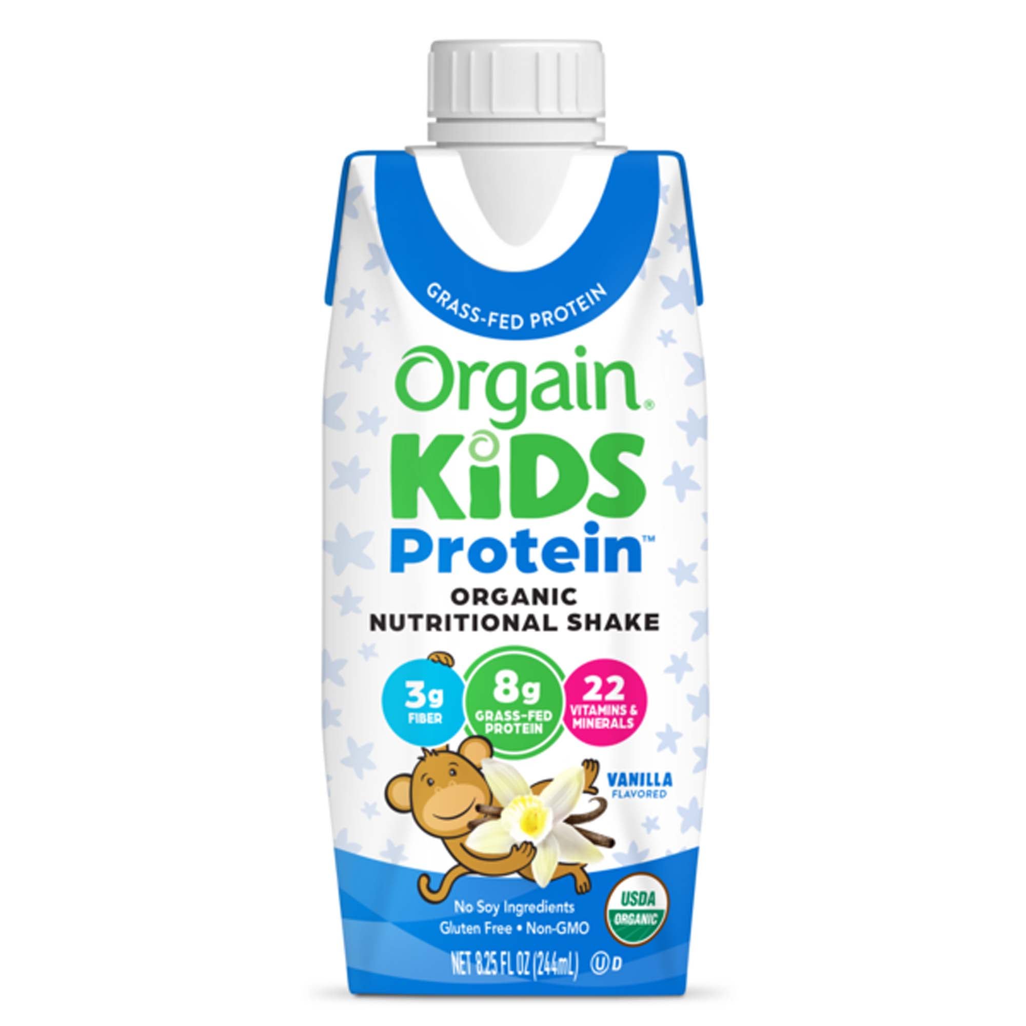 Nestle Healthcare Nutrition - 00851770003100 Pediatric Oral Supplement Orgain® Kids Protein™ Organic Nutritional Shake Vanilla Flavor 8.25 oz. Carton Liquid Protein