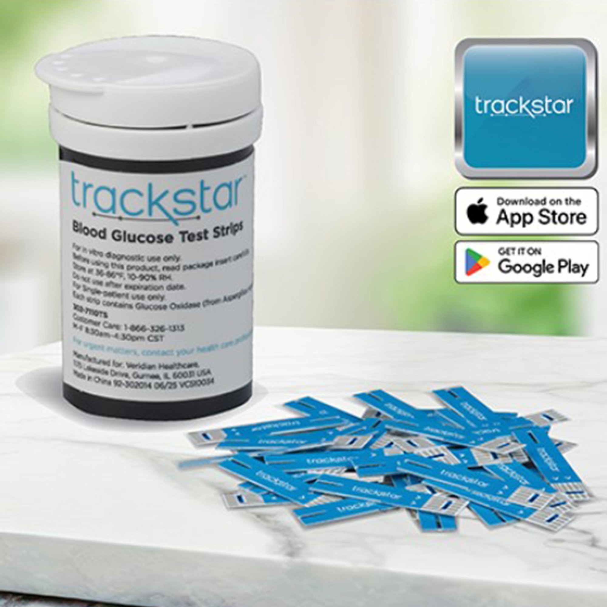 Trackstar Blood Glucose Test Strips 302-7110TS by Veridian Healthcare
