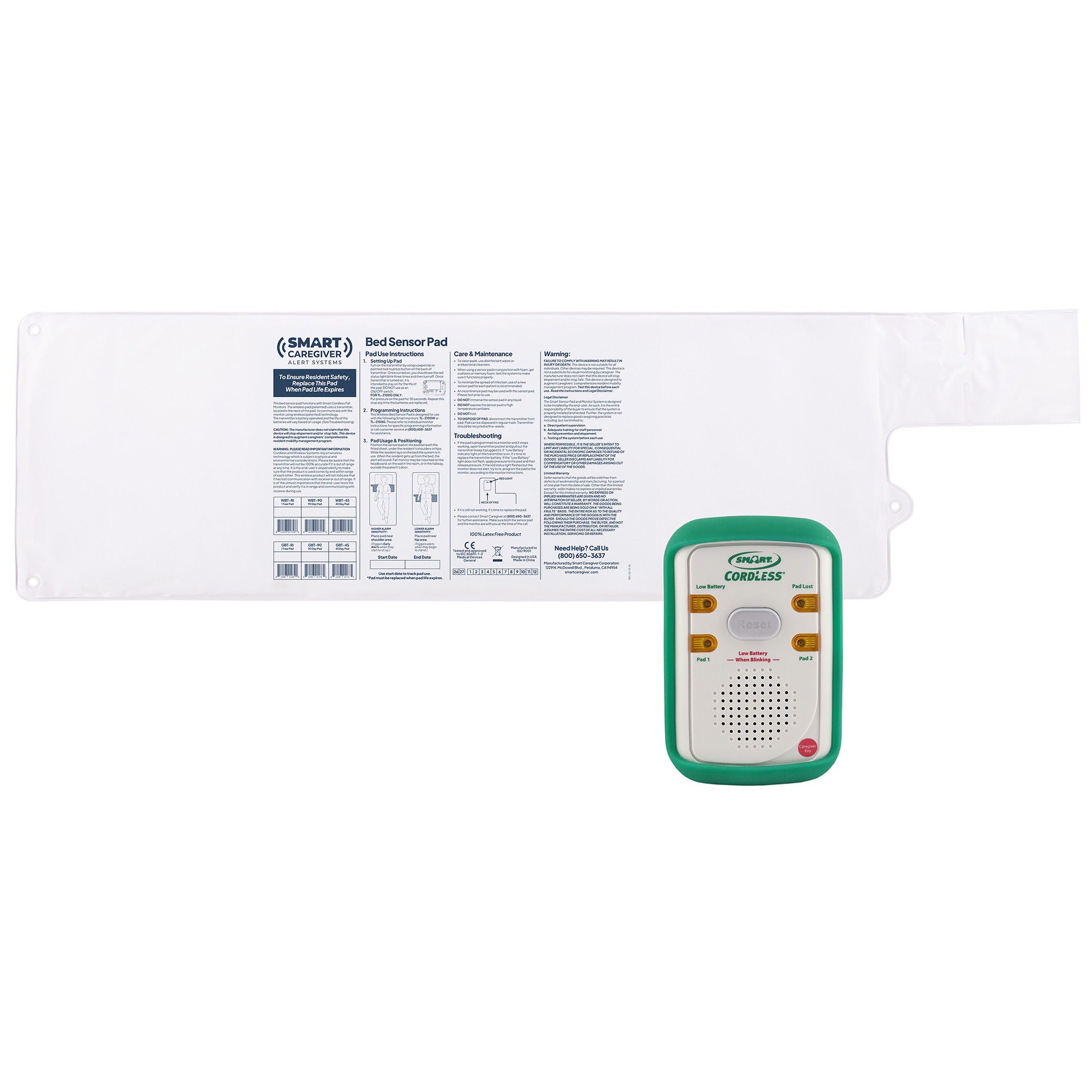 Smart Caregiver - WB90-SYS Alarm System with Bed Sensor Pad Smart Caregiver™ 10 X 30 Inch Pad