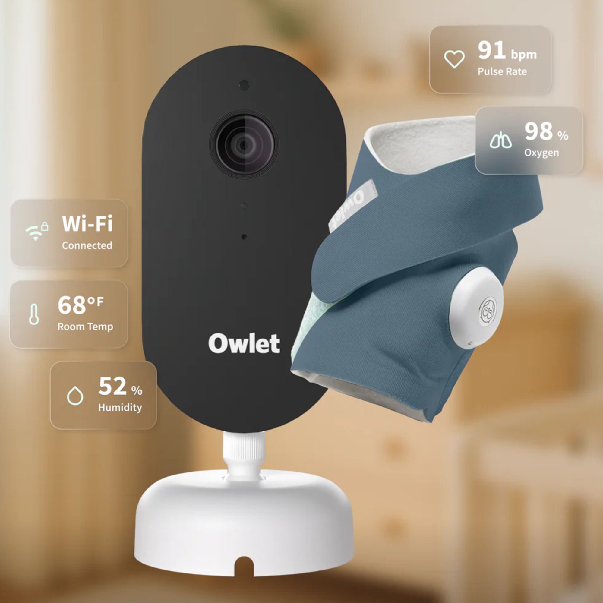 Owlet Baby Care Inc - PS03NWBUSN Baby Monitoring System Owlet® Dream Duo Bedtime Blue
