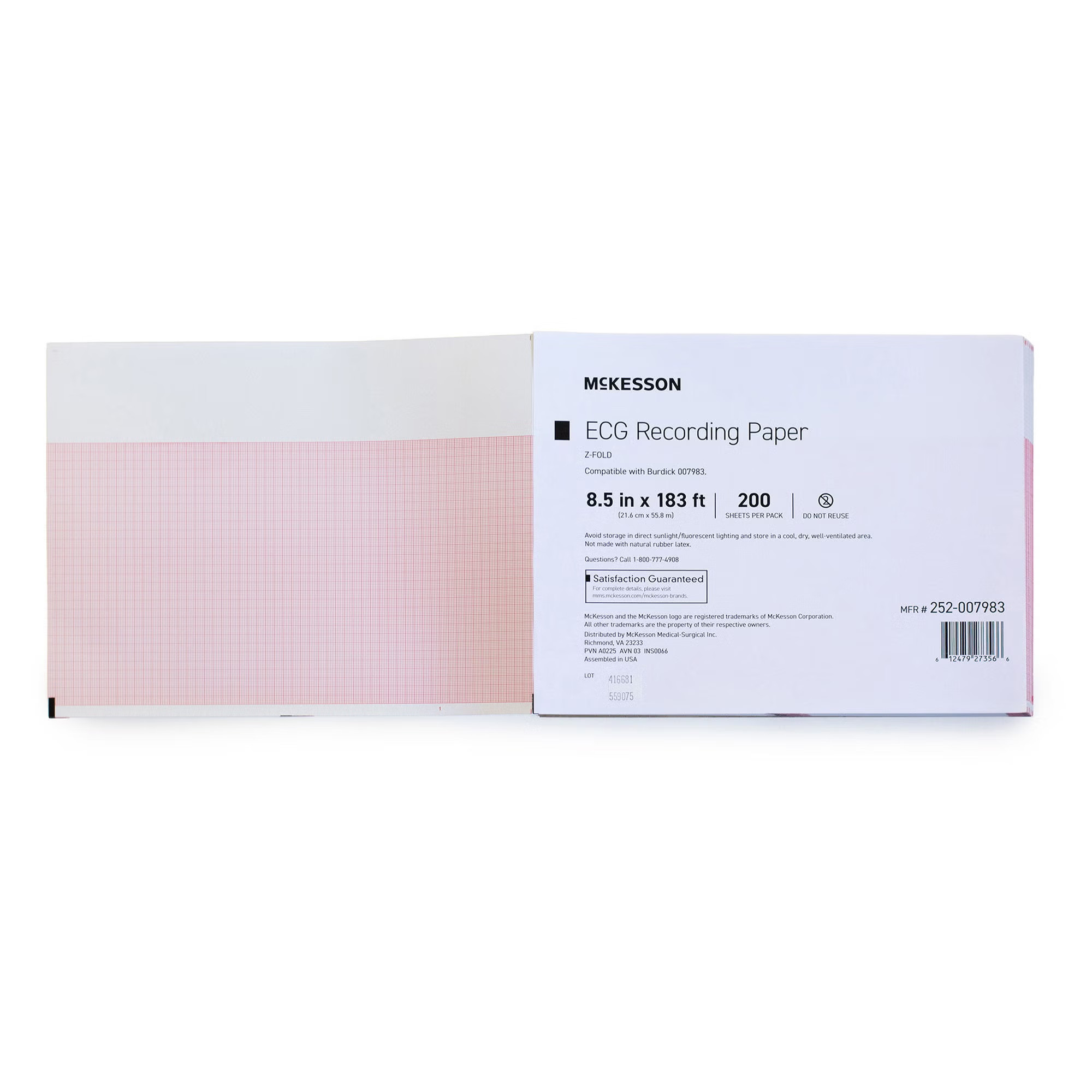 McKesson Brand - 252-007983 Recording Chart Paper McKesson Z-Fold Red Grid