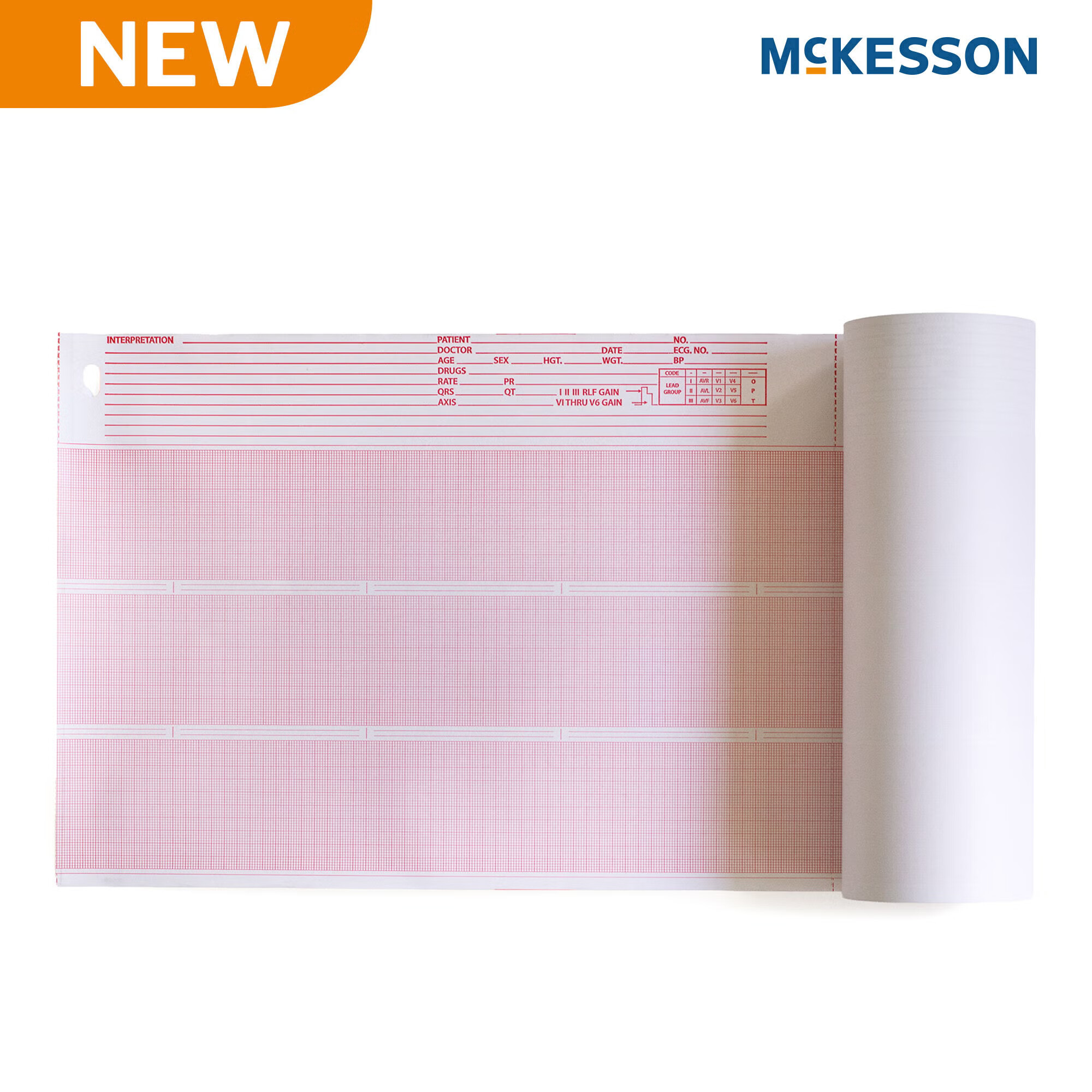 McKesson Brand - 252-007944 Recording Chart Paper McKesson Roll Red Grid
