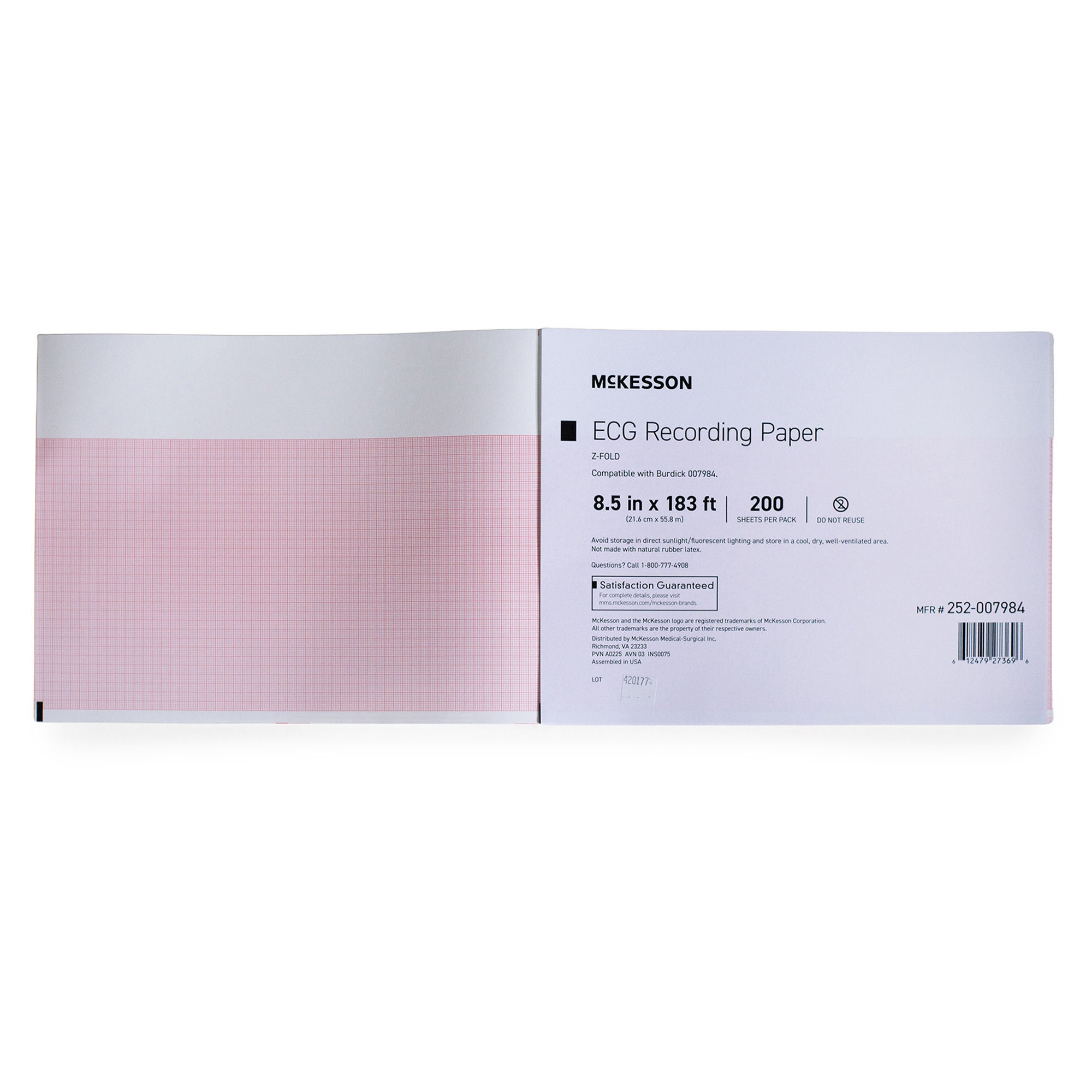 McKesson Brand - 252-007984 Recording Chart Paper McKesson Z-Fold Red Grid