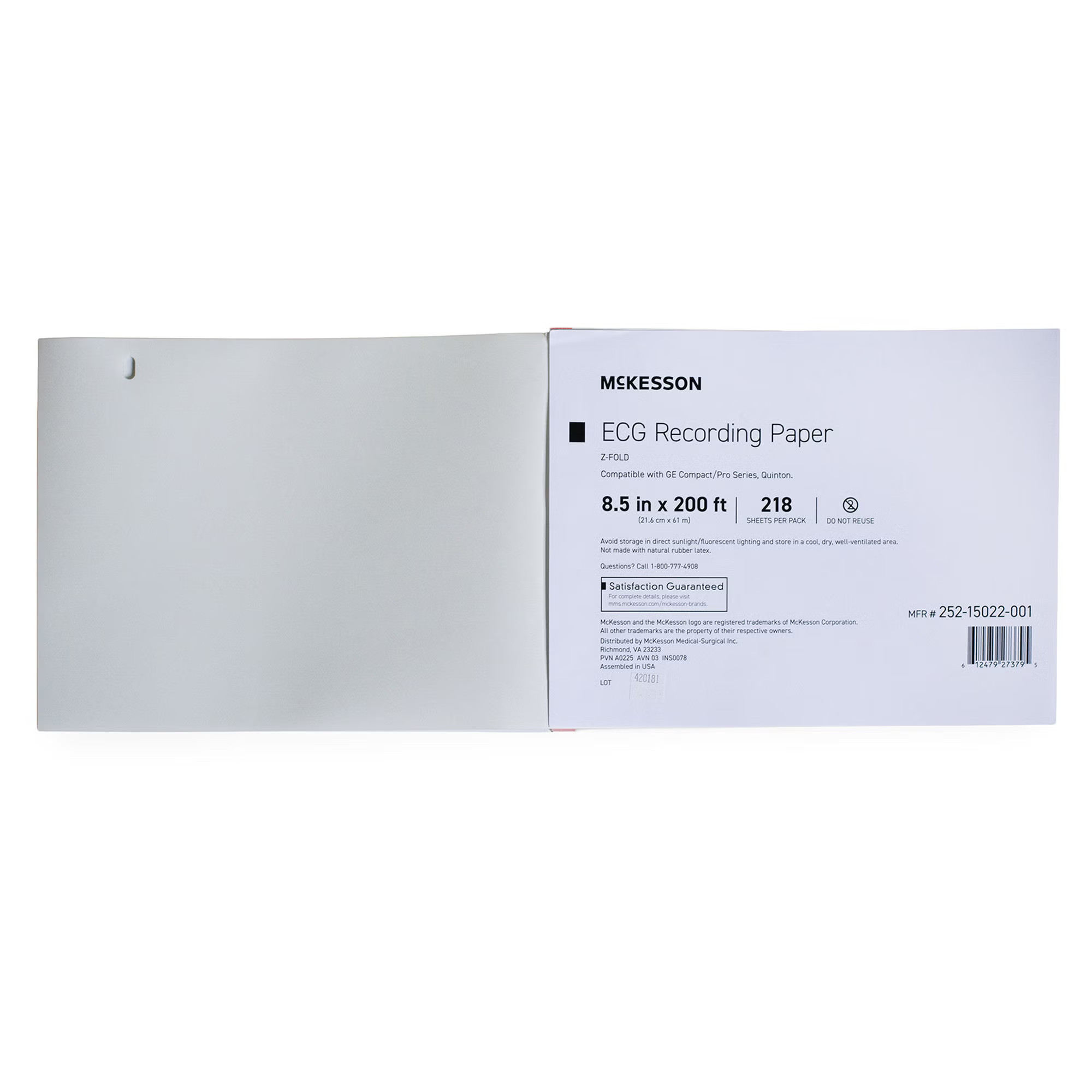 McKesson Brand - 252-15022-001 Recording Chart Paper McKesson Z-Fold Without Grid