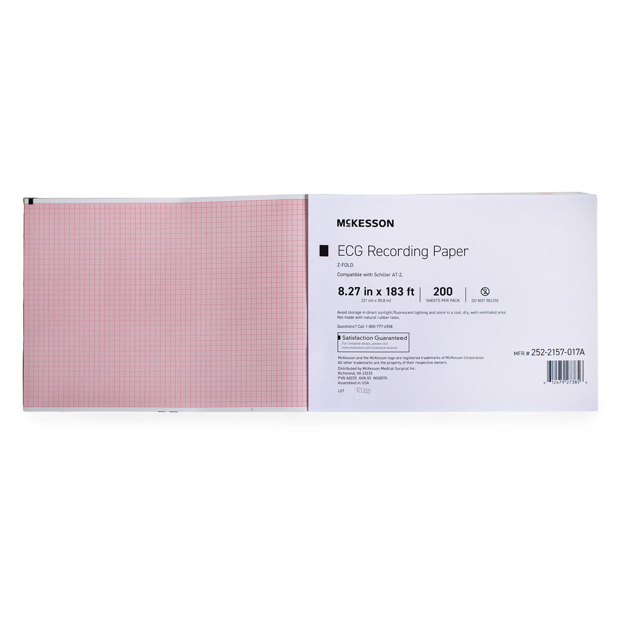 McKesson Brand - 252-2157-017A Recording Chart Paper McKesson Z-Fold Red Grid