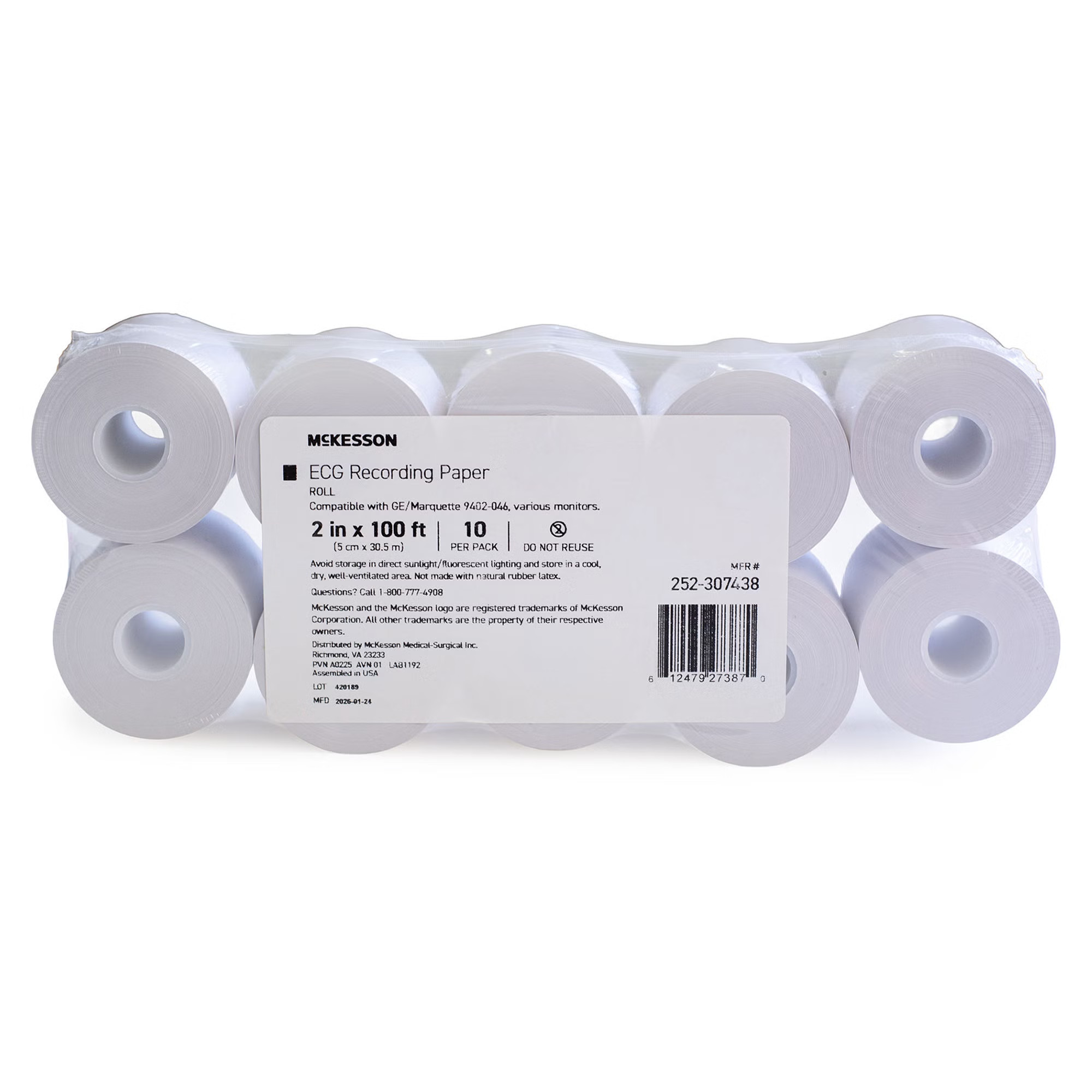 McKesson Brand - 252-307438 Recording Chart Paper McKesson Roll Without Grid