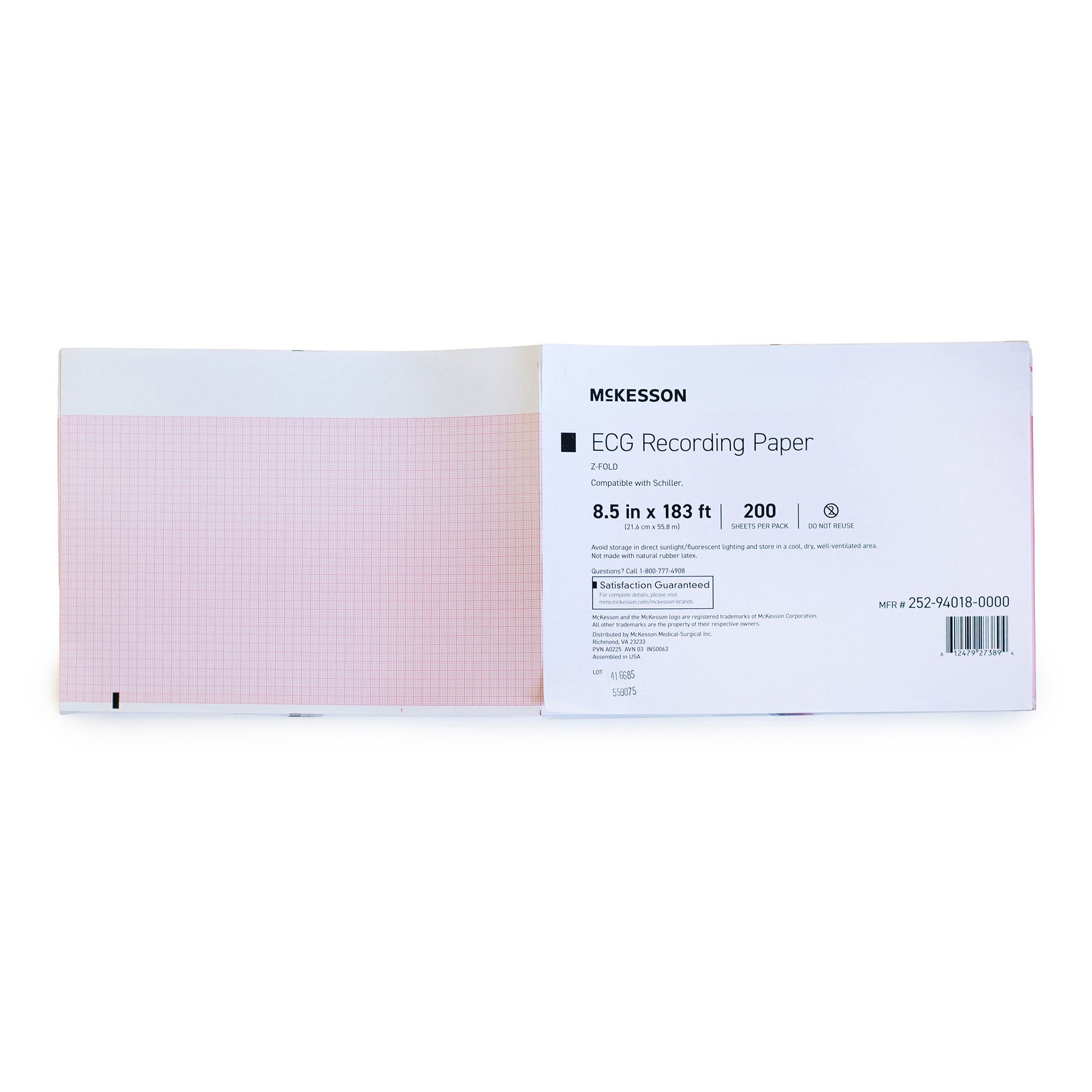 McKesson Brand - 252-94018-0000 Recording Chart Paper McKesson Z-Fold Red Grid