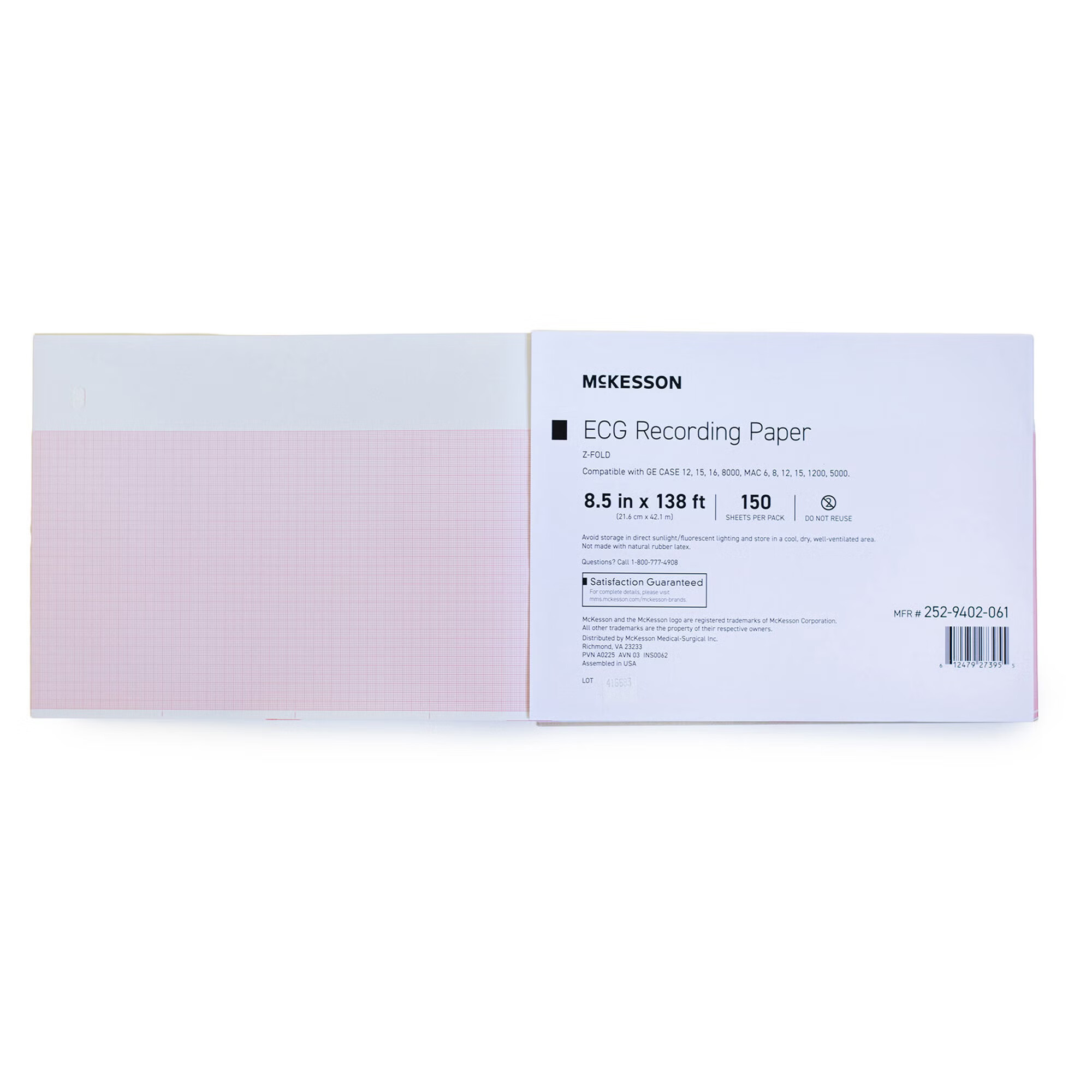 McKesson Brand - 252-9402-061 Recording Chart Paper McKesson Z-Fold Red Grid
