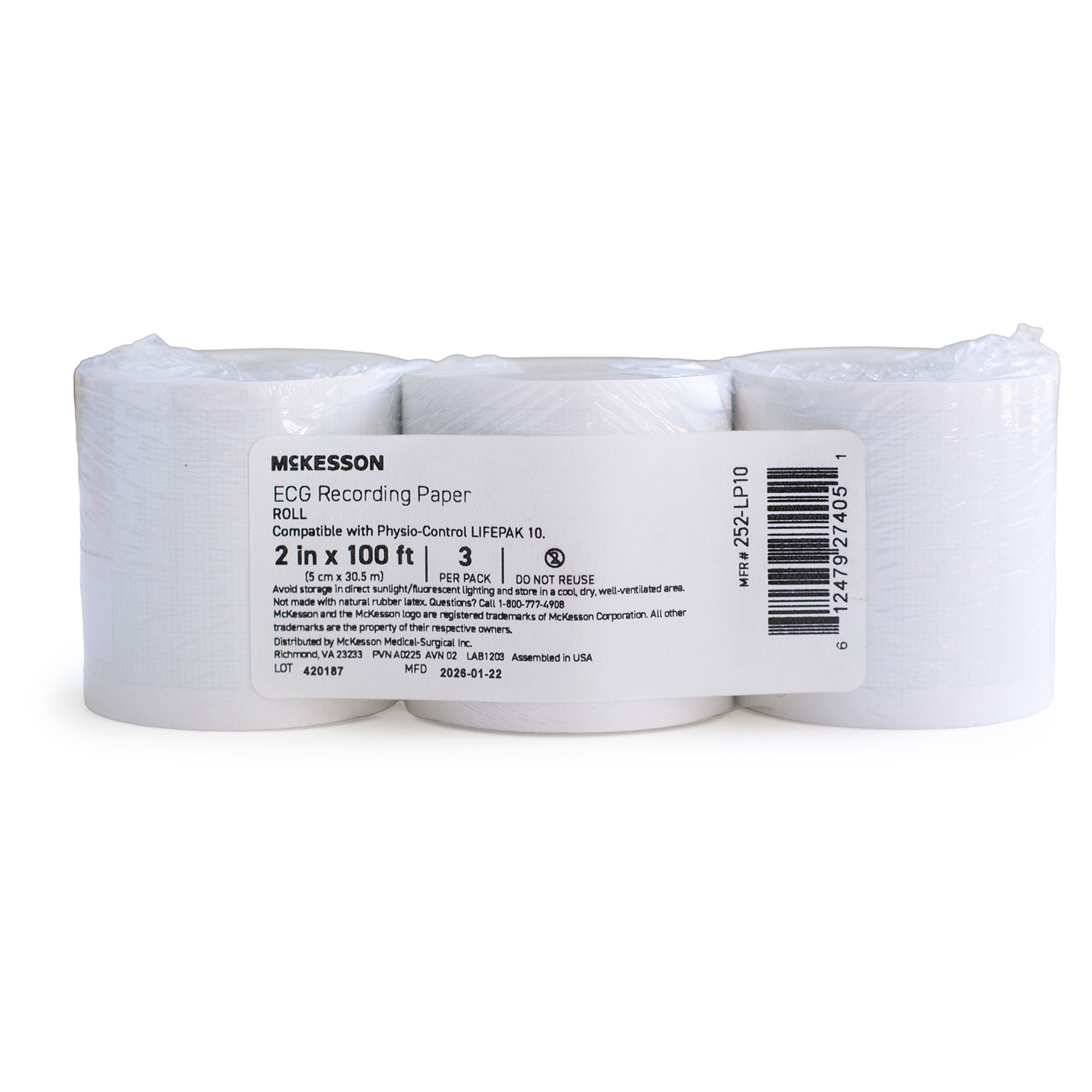 McKesson Brand - 252-LP10 Recording Chart Paper McKesson Roll Green Grid