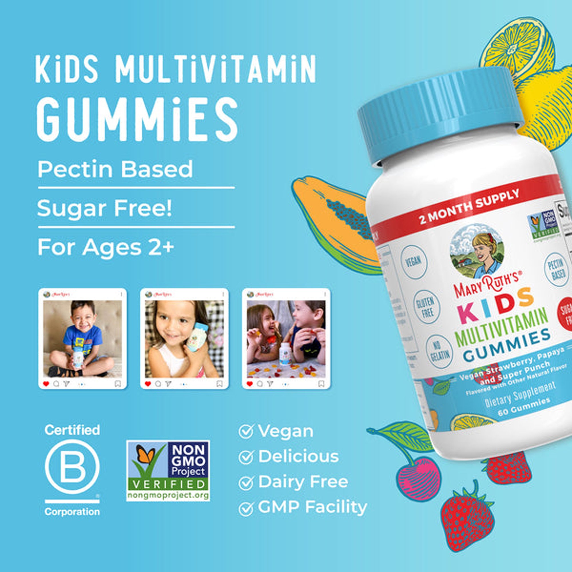Mary Ruth's Kids Multivitamin Dietary Supplement GM-KD-MLT-CV-SF-060-UN-02 by MRO MaryRuth