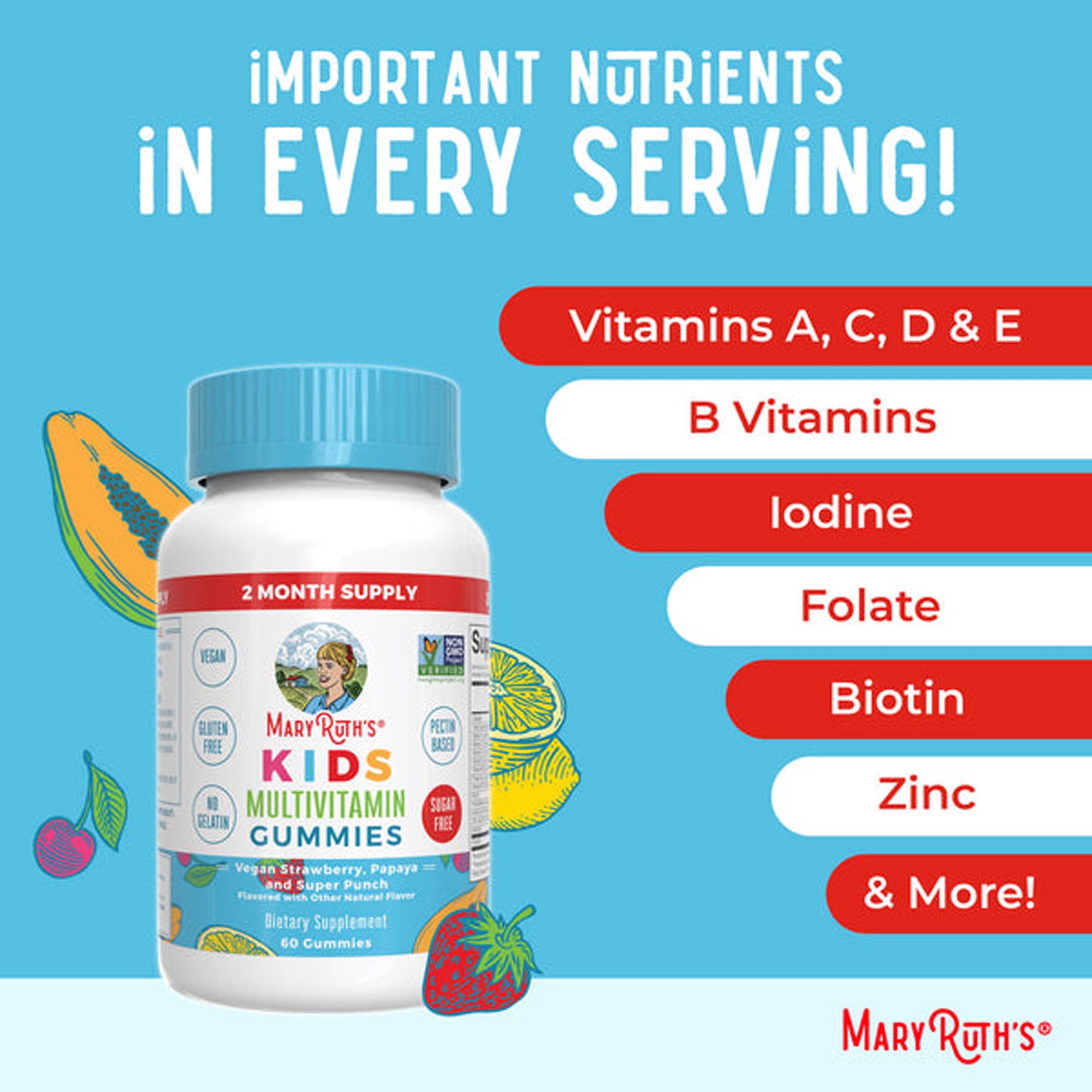 Mary Ruth's Kids Multivitamin Dietary Supplement GM-KD-MLT-CV-SF-060-UN-02 by MRO MaryRuth
