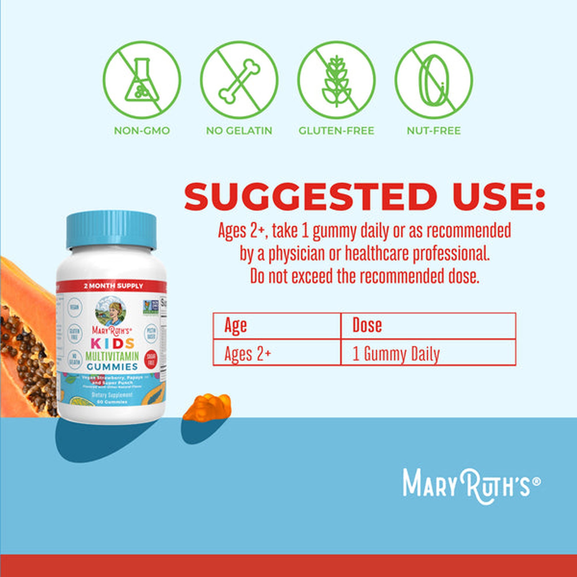 Mary Ruth's Kids Multivitamin Dietary Supplement GM-KD-MLT-CV-SF-060-UN-02 by MRO MaryRuth