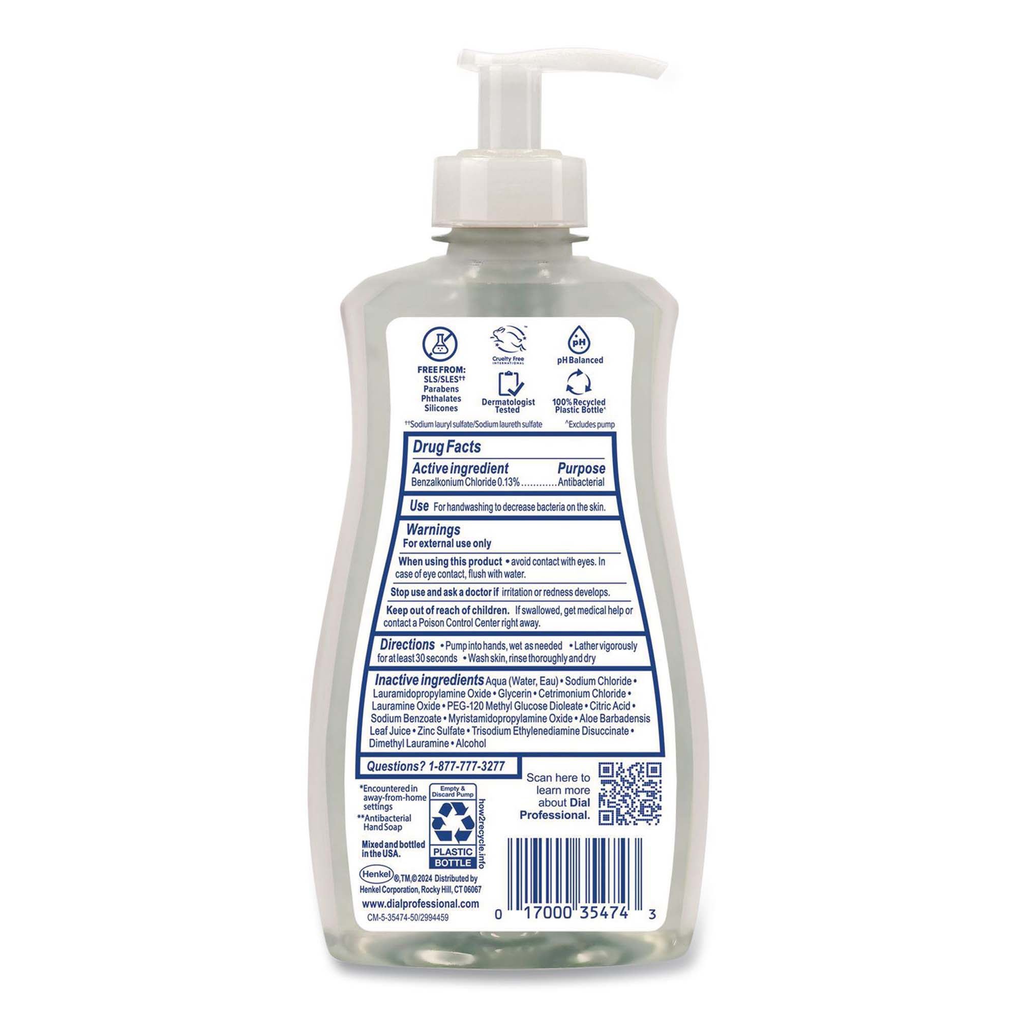 Essendant Co-United Stationers - DIA35476 Antibacterial Soap Dial® Professional Antibacterial & Sensitive™ + Aloe Liquid 11 oz. Pump Bottle Unscented